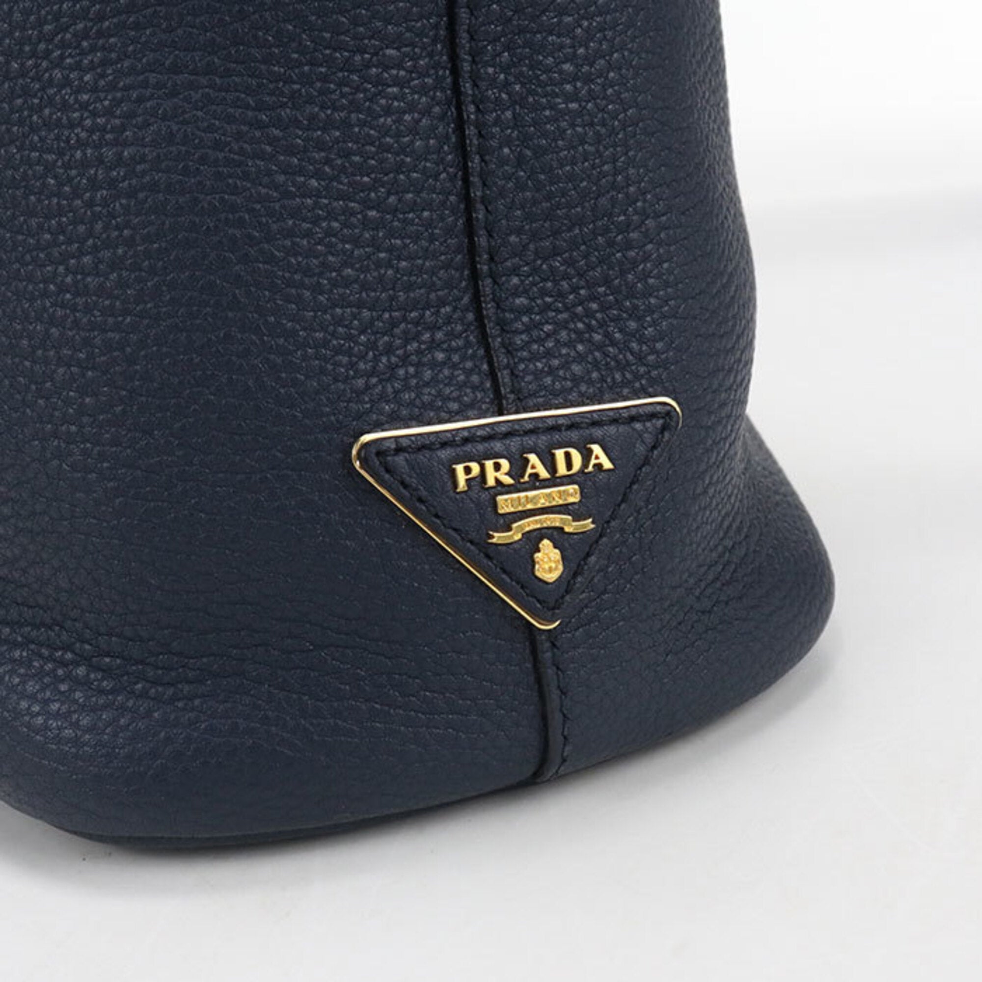 Prada Navy Leather Shoulder Bag (Pre-Owned)