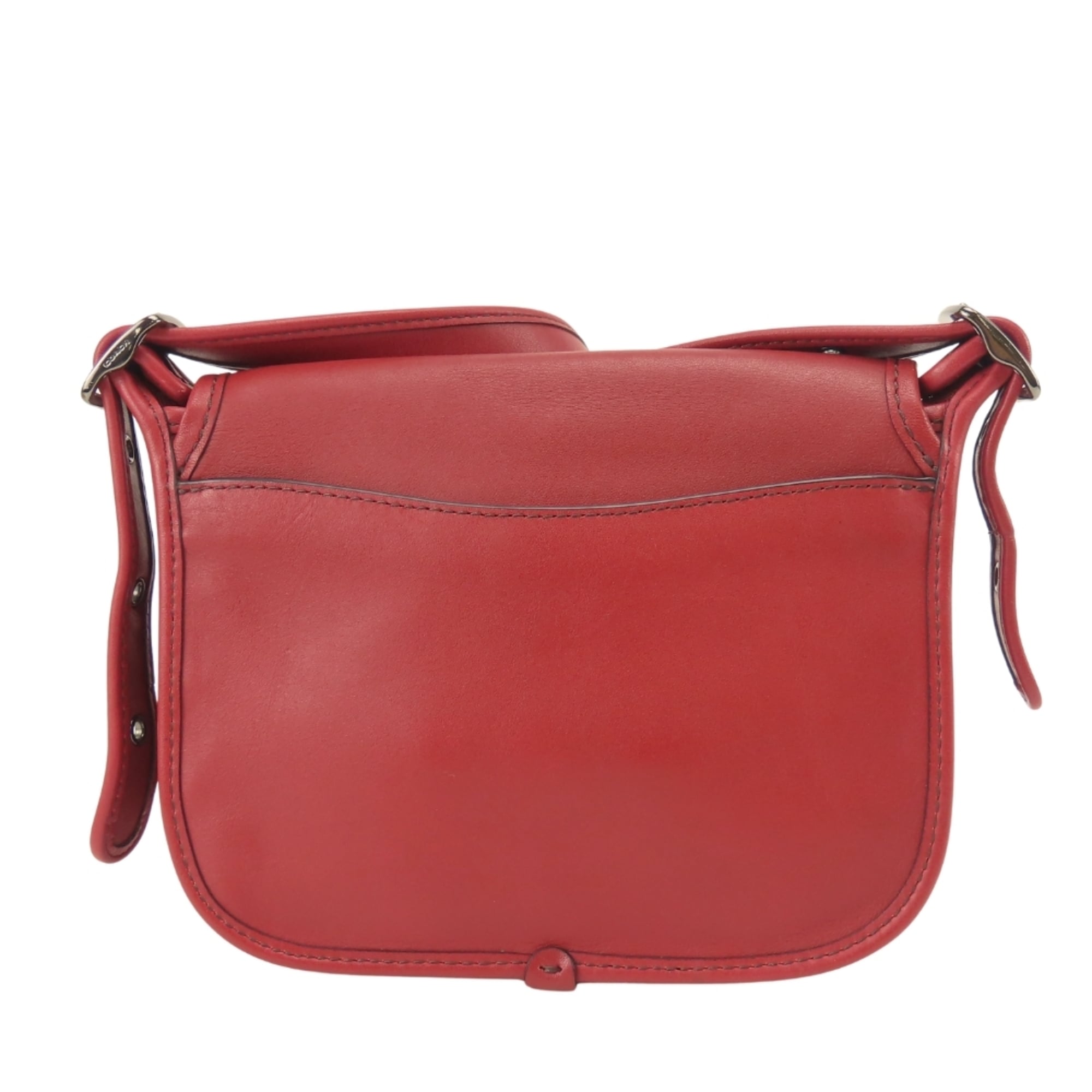Coach Red Color Leather Pochette Shoulder Bag (Pre-Owned)