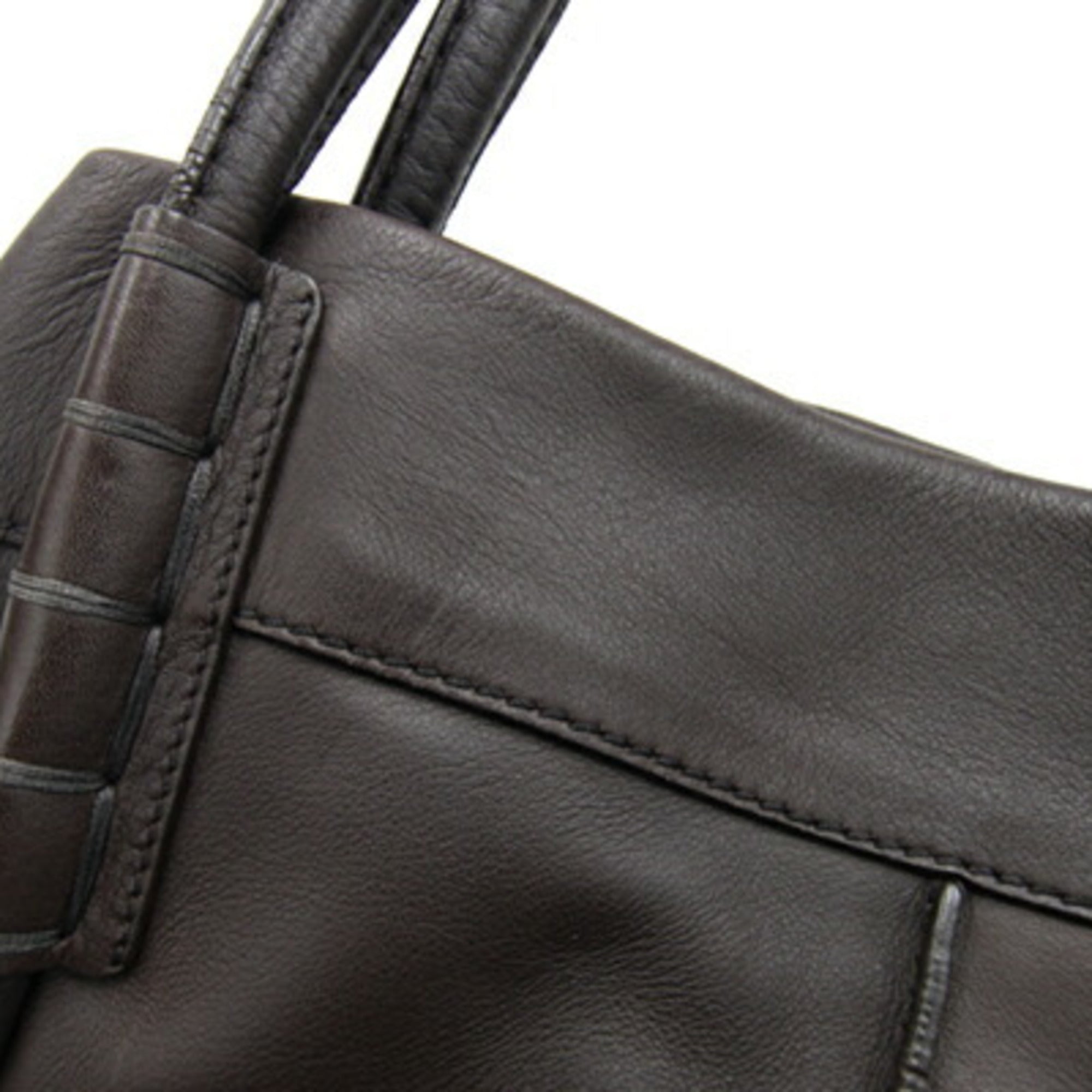 Tod's Dark Brown Leather Handbag Tote Bag (Pre-Owned)