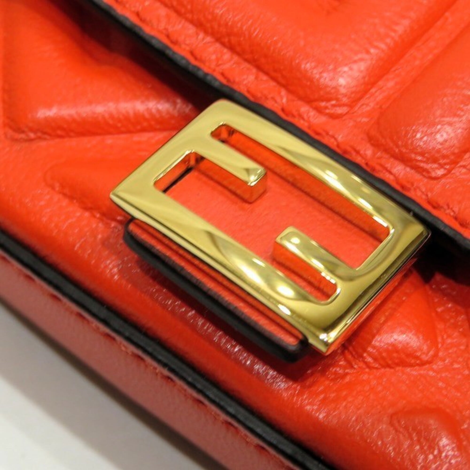 Fendi Orange Leather Handbag Shoulder Bag (Pre-Owned)