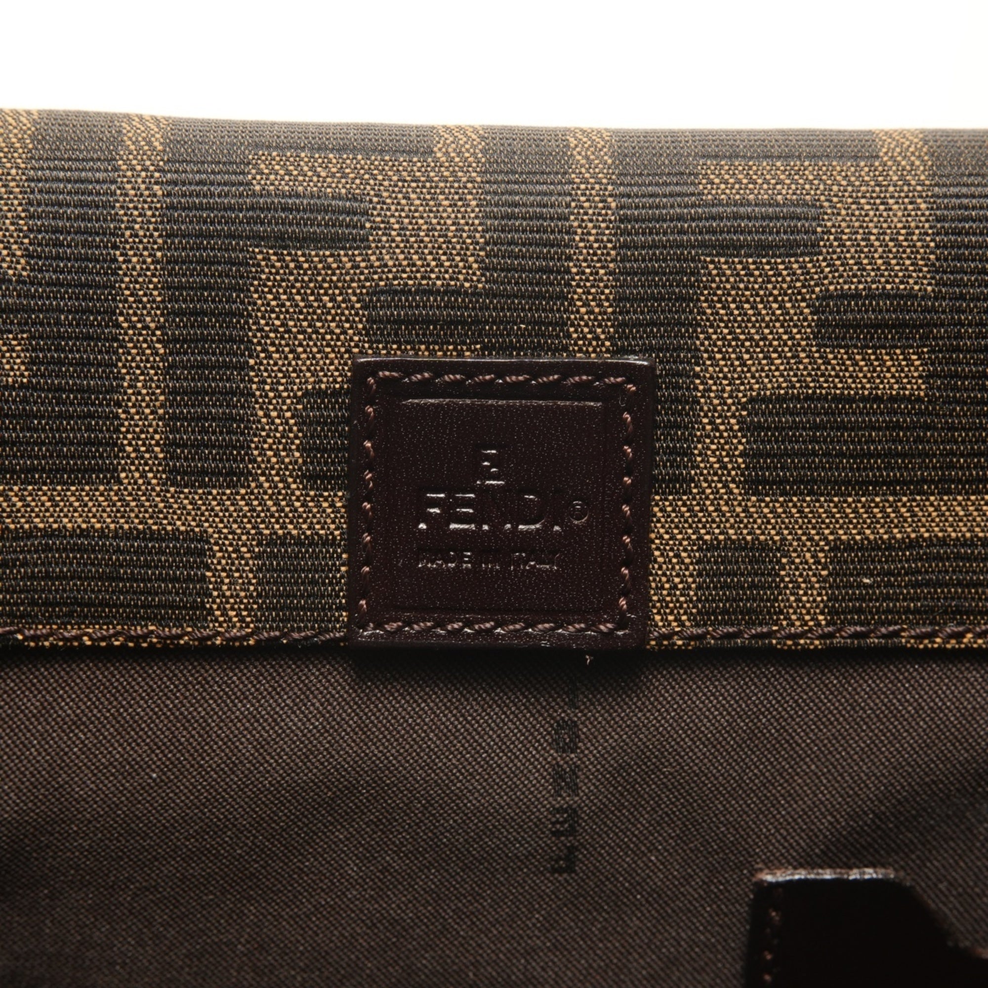 Fendi Brown Canvas Briefcase Handbag (Pre-Owned)