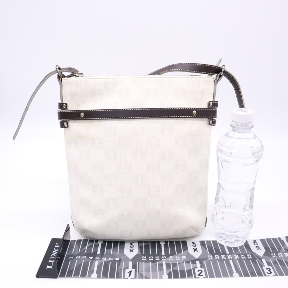 Loewe Brown Gray White Canvas Pouch Shoulder Bag (Pre-Owned)