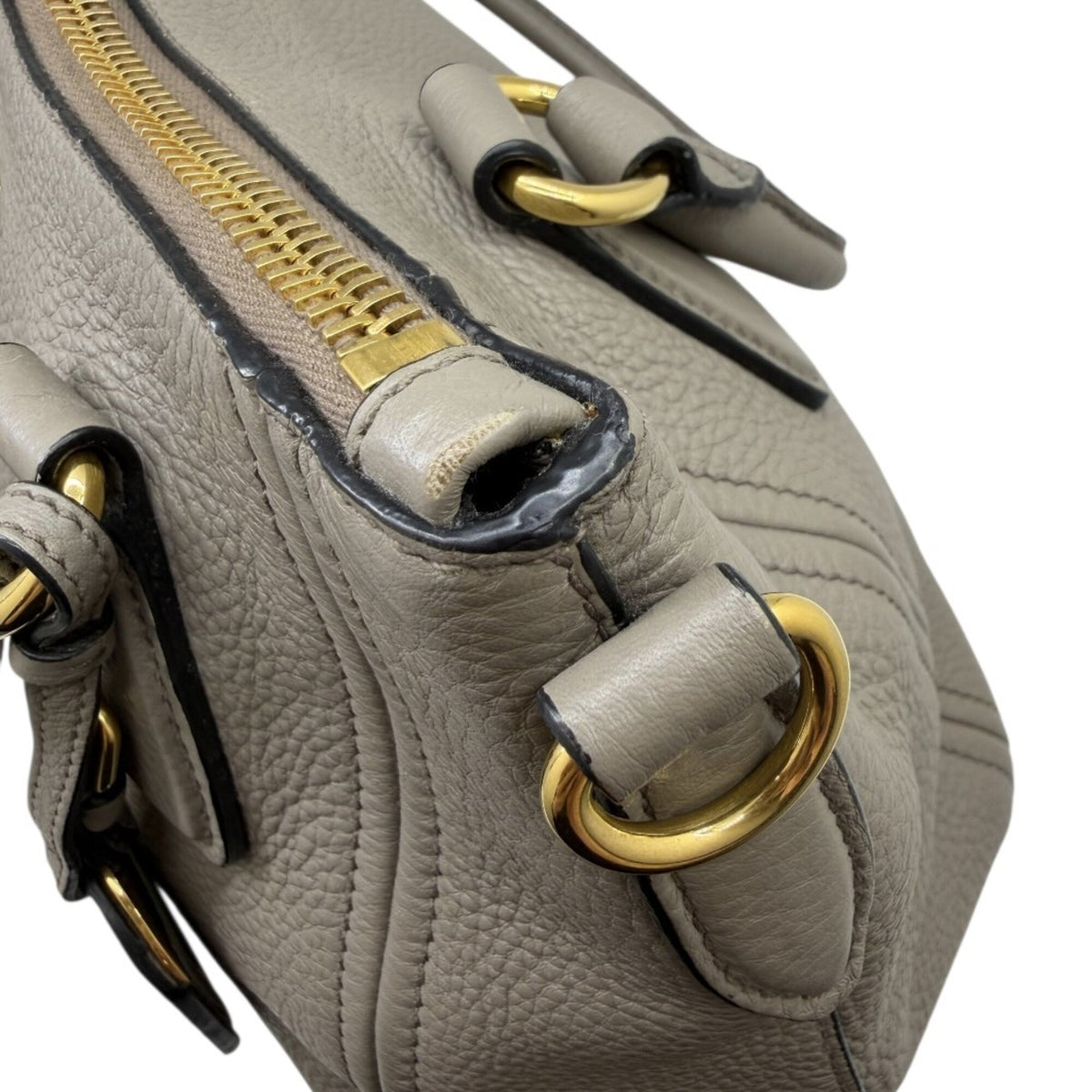 Prada Grayish Leather Handbag Shoulder Bag (Pre-Owned)