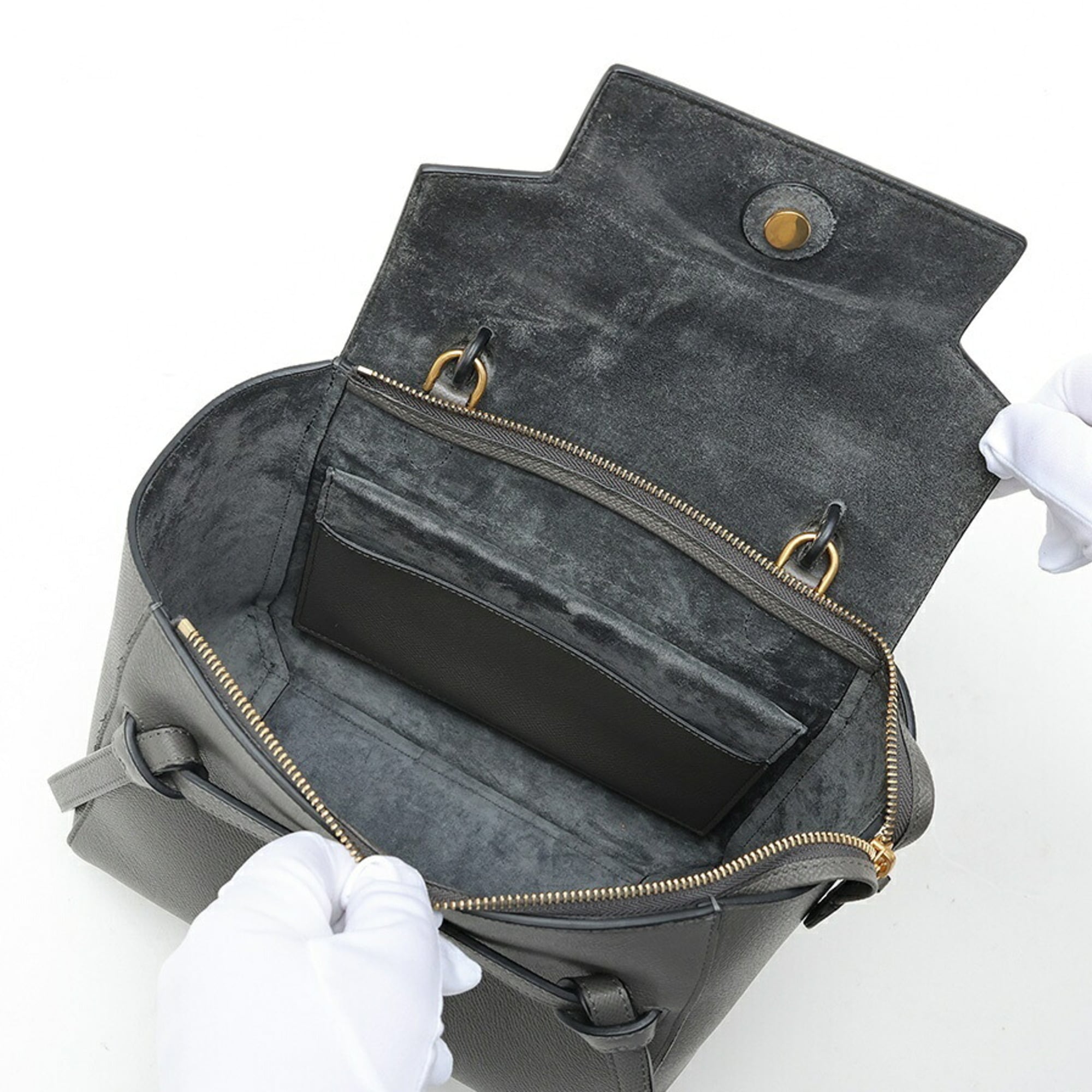 Celine Gray Leather Shoulder Bag (Pre-Owned)