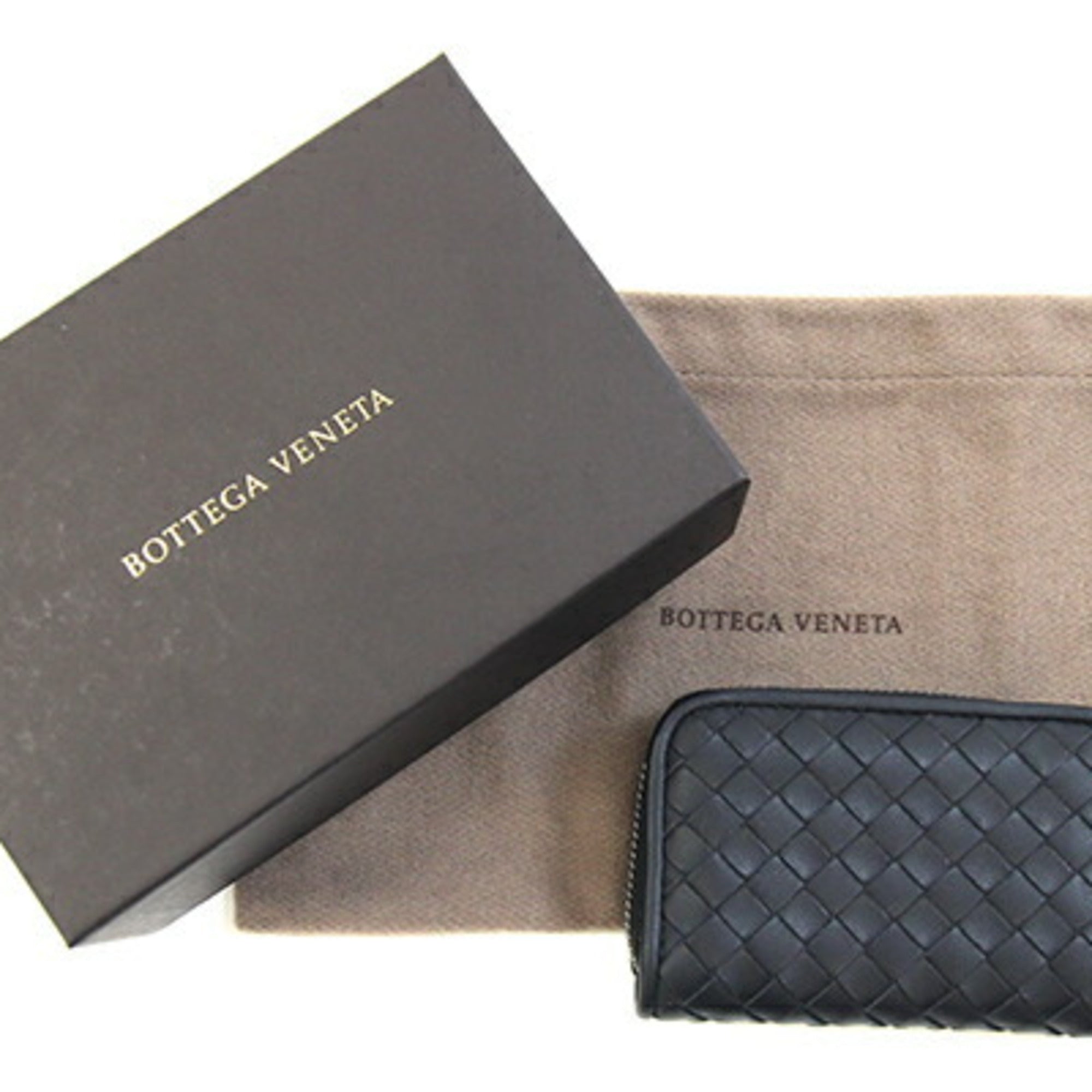 Bottega Veneta Intrecciato Black Leather Coin Purse/Coin Case (Pre-Owned)