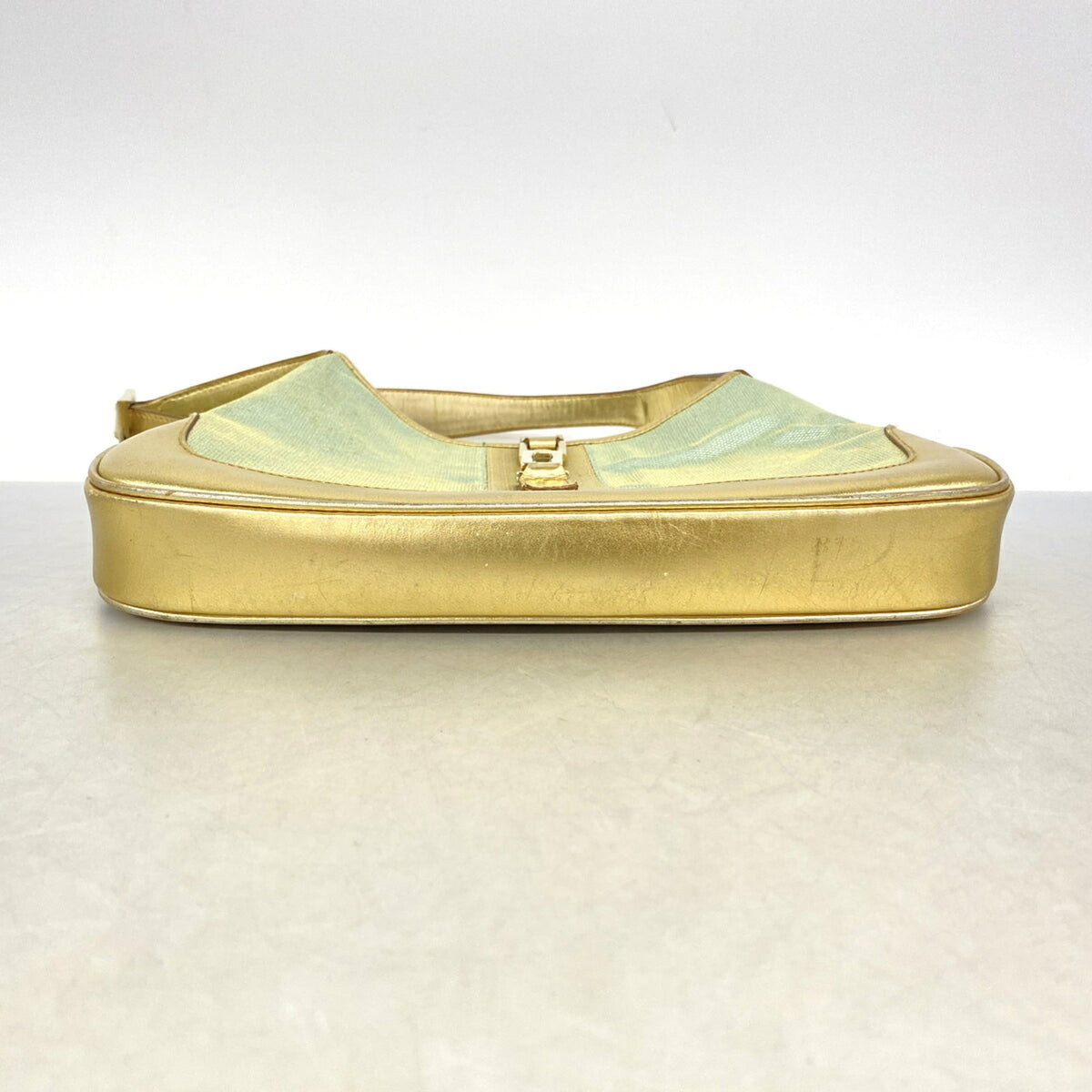 Gucci Gold Light Green Nylon Handbag (Pre-Owned)