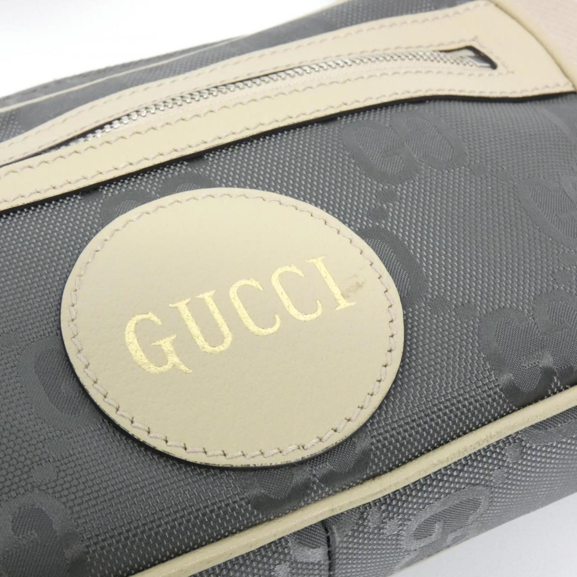 Gucci Dark Gray Off-White Nylon Leather Fanny Pack (Pre-Owned)