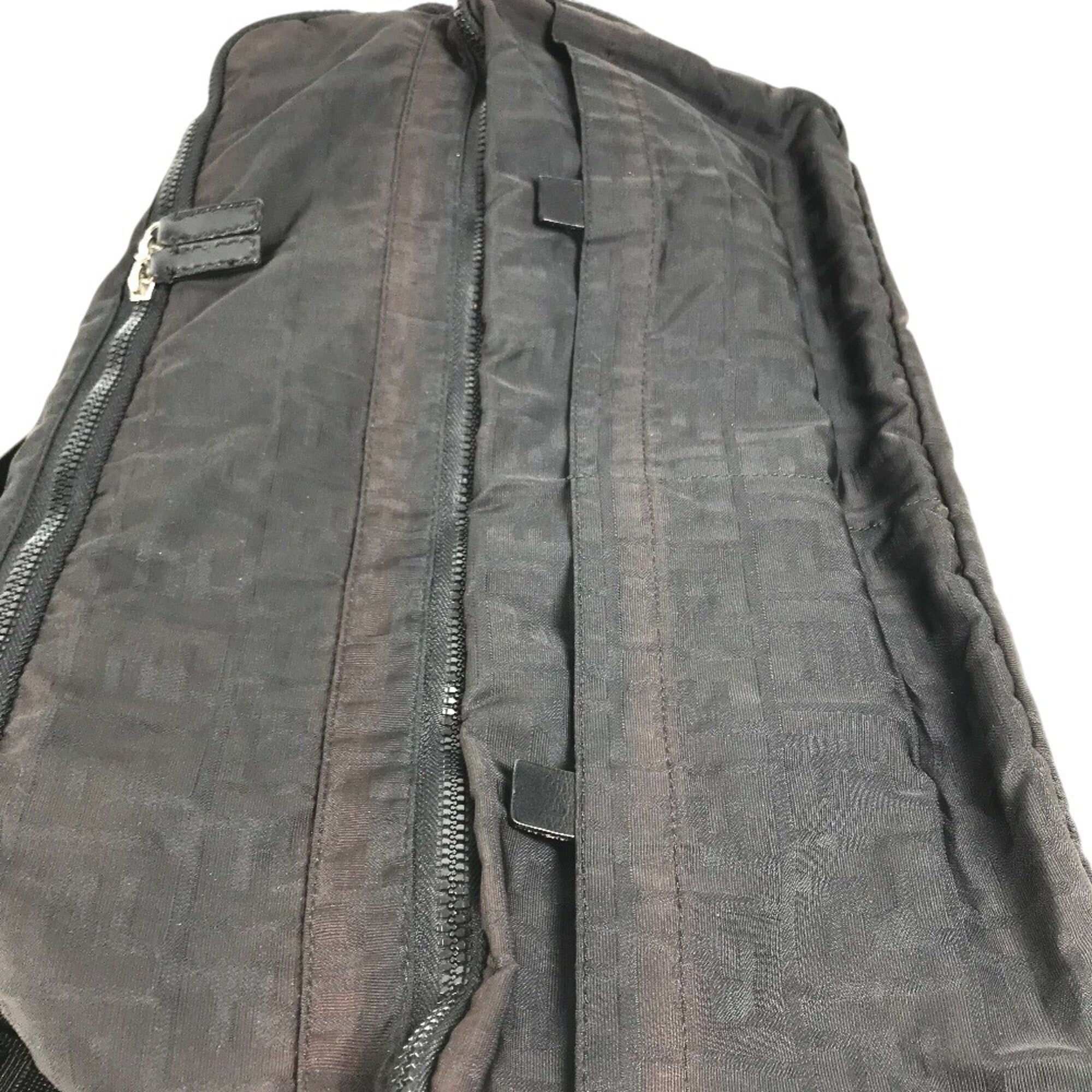Fendi Zucca Black Nylon Boston Bag (Pre-Owned)