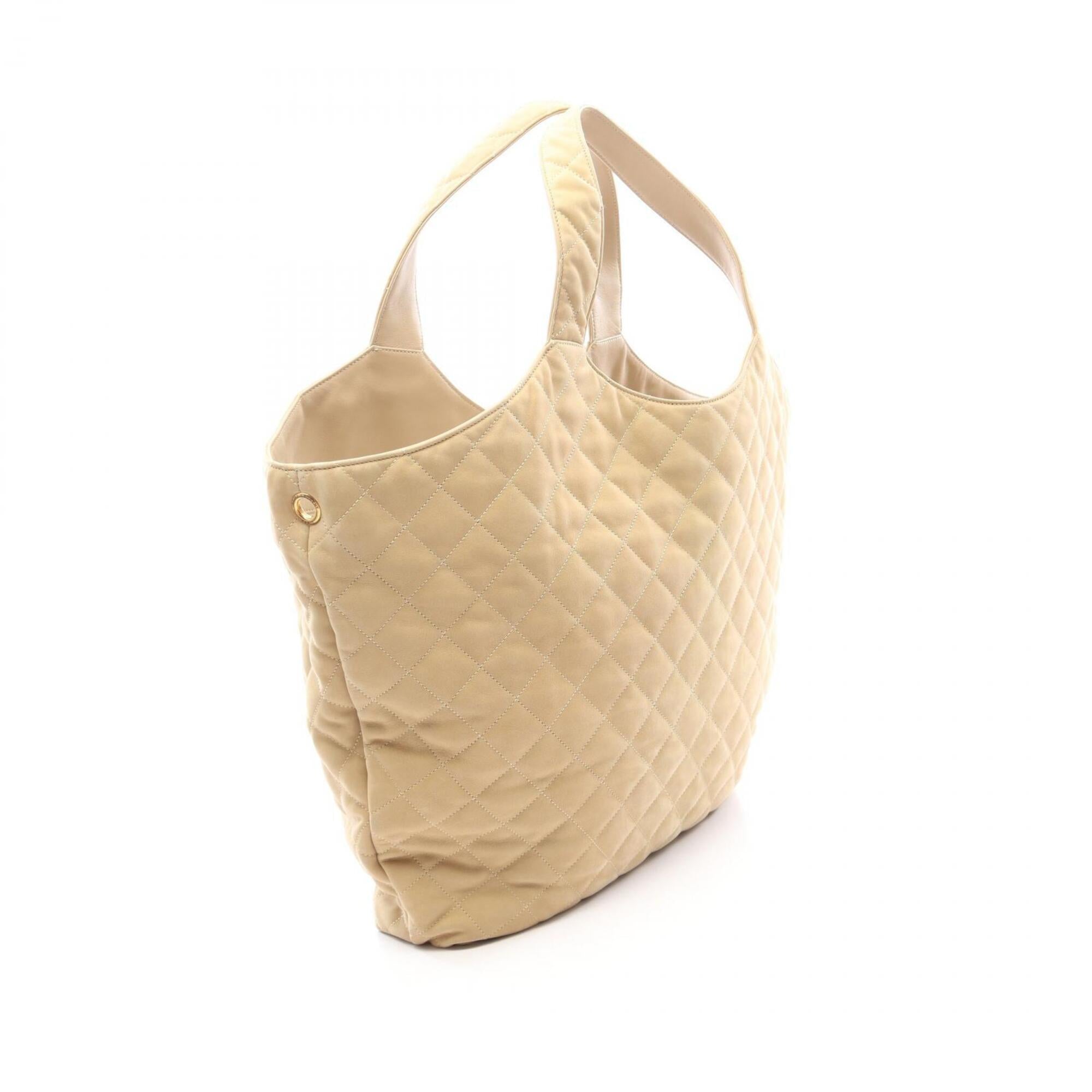 Saint Laurent Beige Leather Handbag Pouch Tote Bag (Pre-Owned)