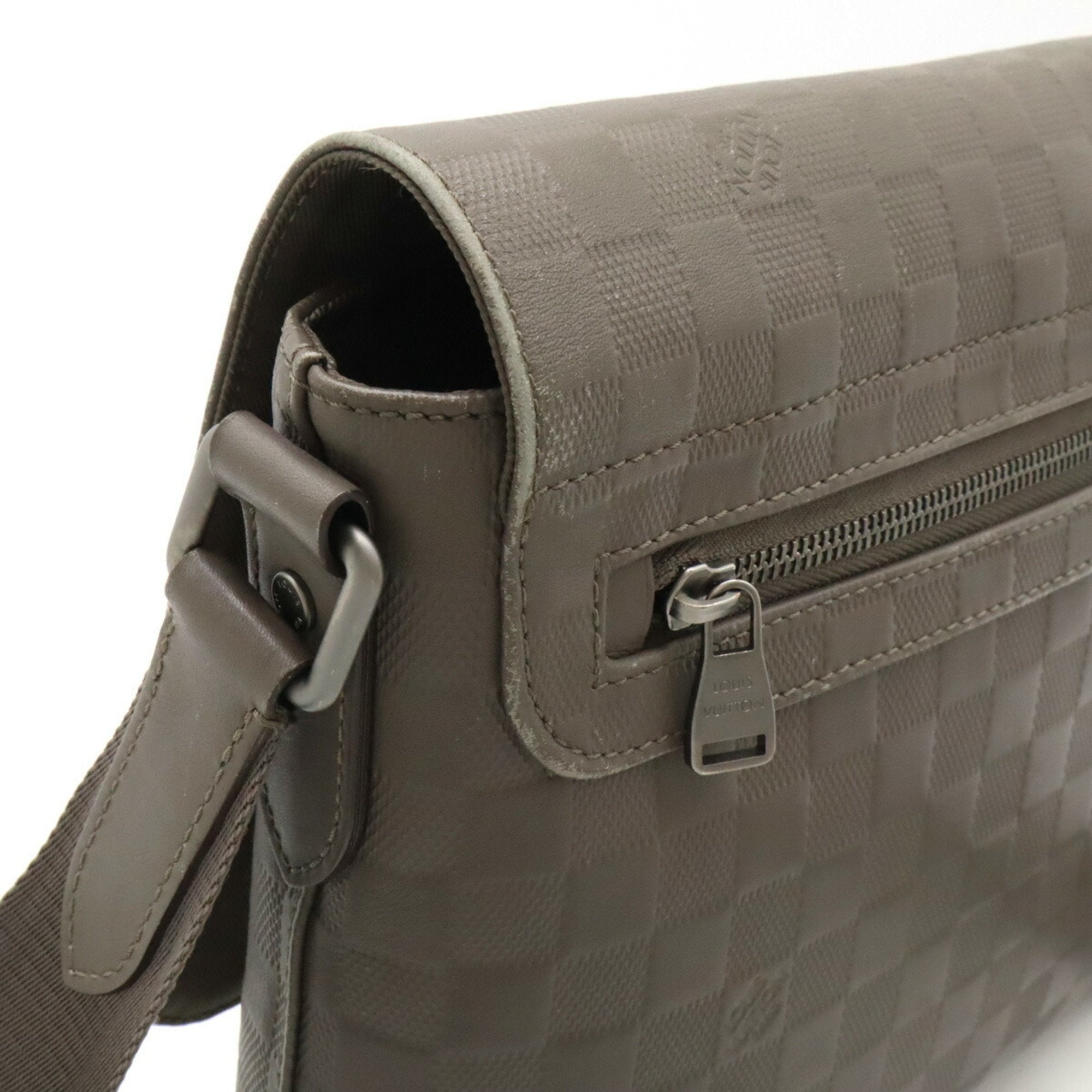 Louis Vuitton Grannis Grayish Damier Infini Leather Shoulder Bag (Pre-Owned)