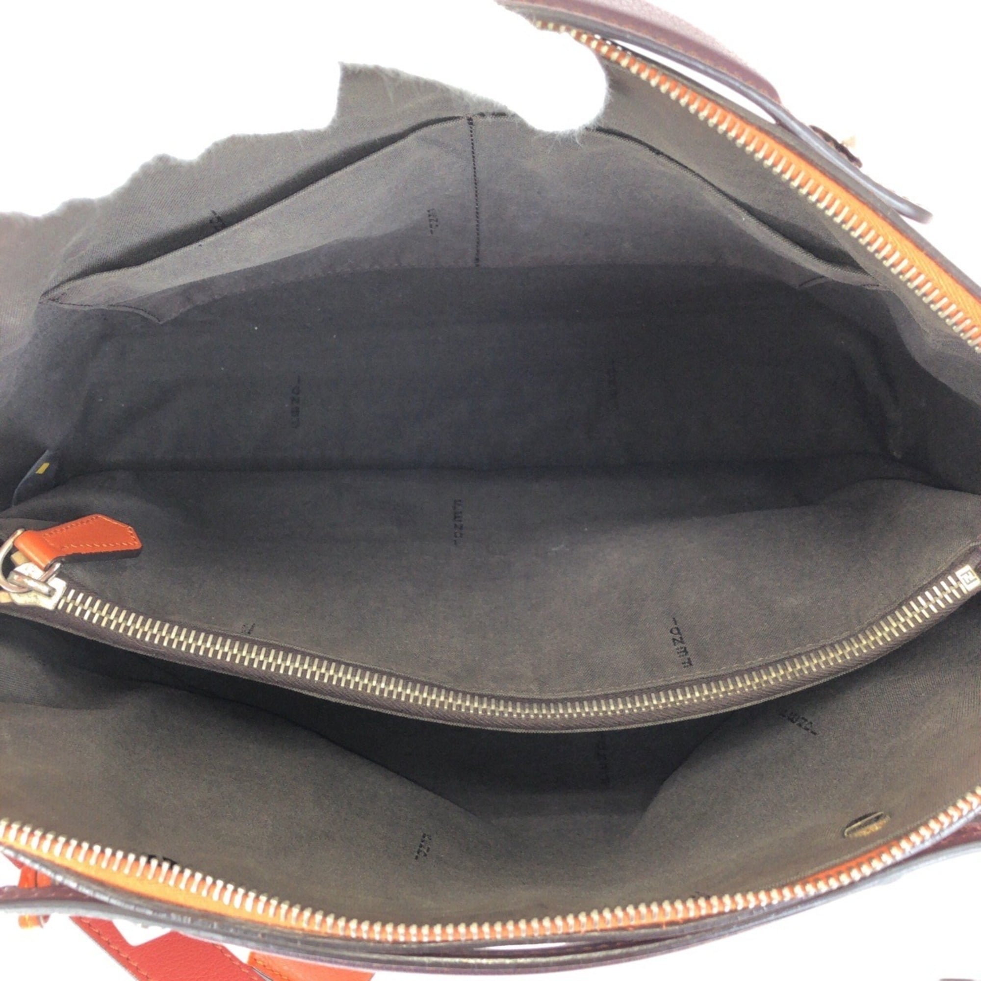 Fendi Brown Orange Leather Handbag Shoulder Bag (Pre-Owned)