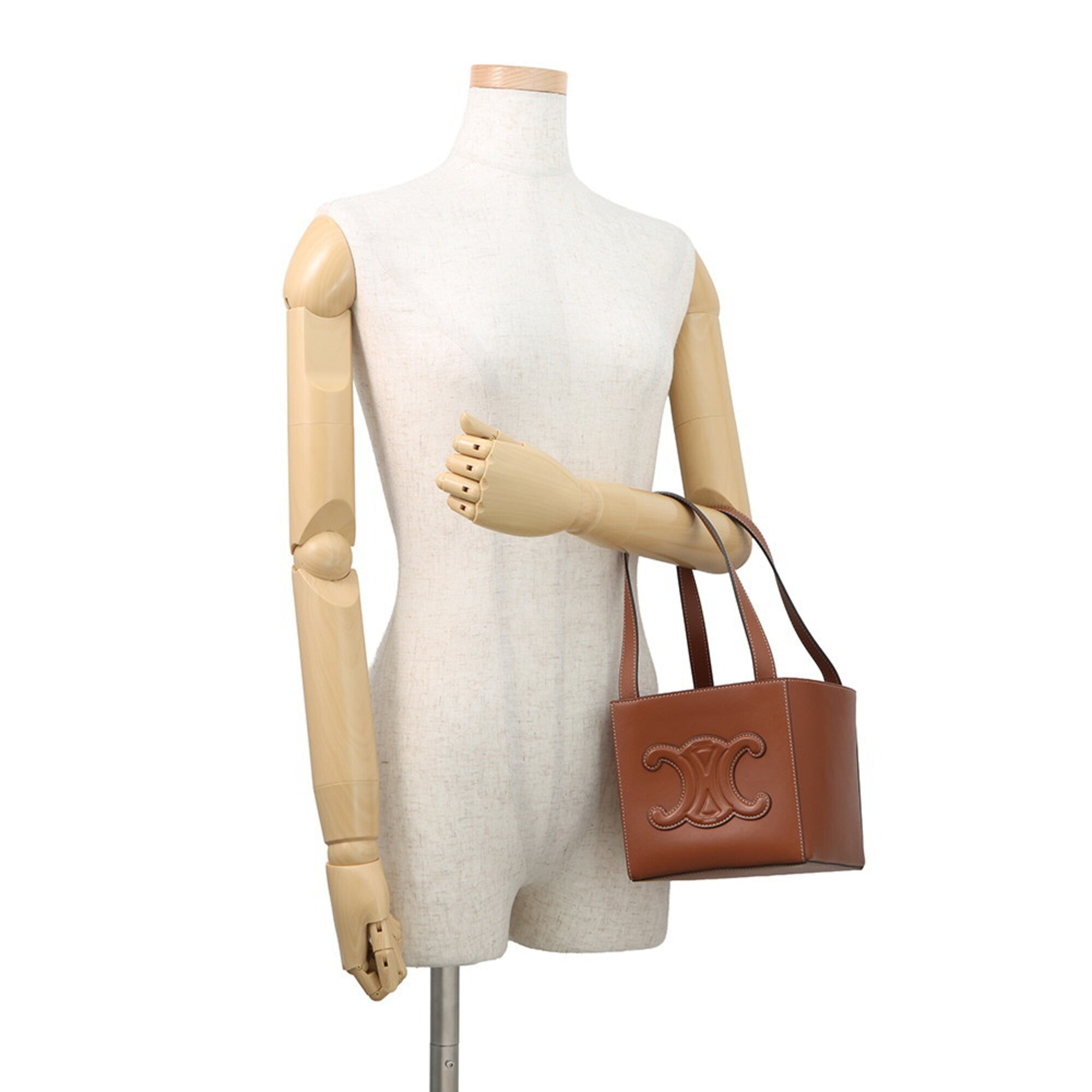 Celine Beige Brown Brown Leather Handbag (Pre-Owned)