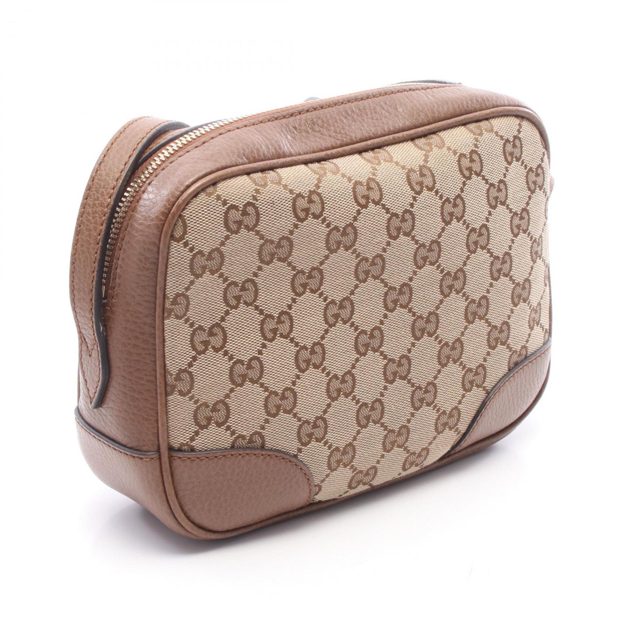 Gucci Beige Brown Gg Canvas Leather Handbag Shoulder Bag (Pre-Owned)