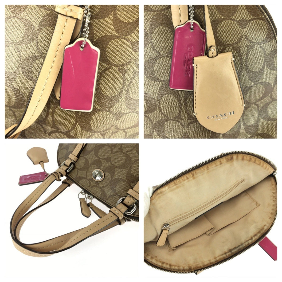 Coach Beige Brown Pvc Leather Handbag (Pre-Owned)
