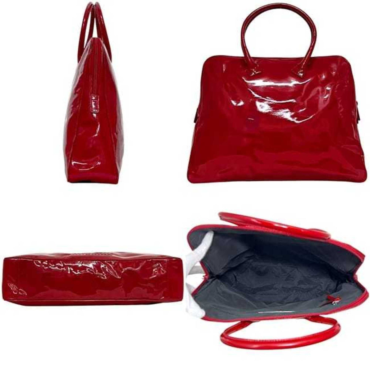 Miu Miu Red Color Leather Boston Bag Tote Bag (Pre-Owned)