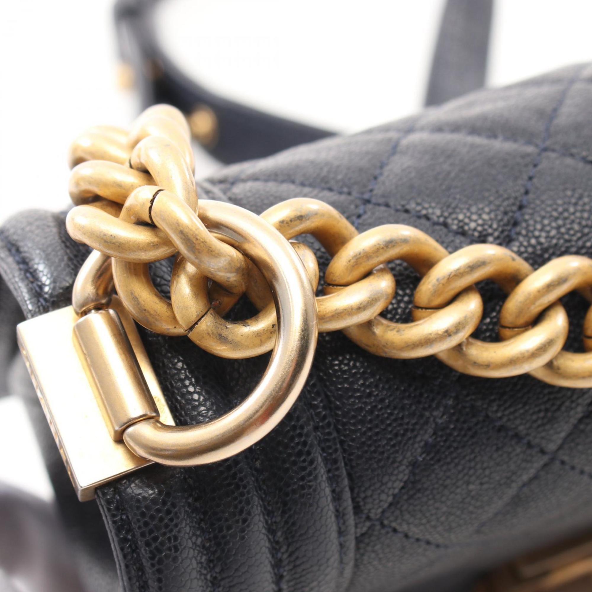 Chanel Navy Leather Shoulder Bag (Pre-Owned)