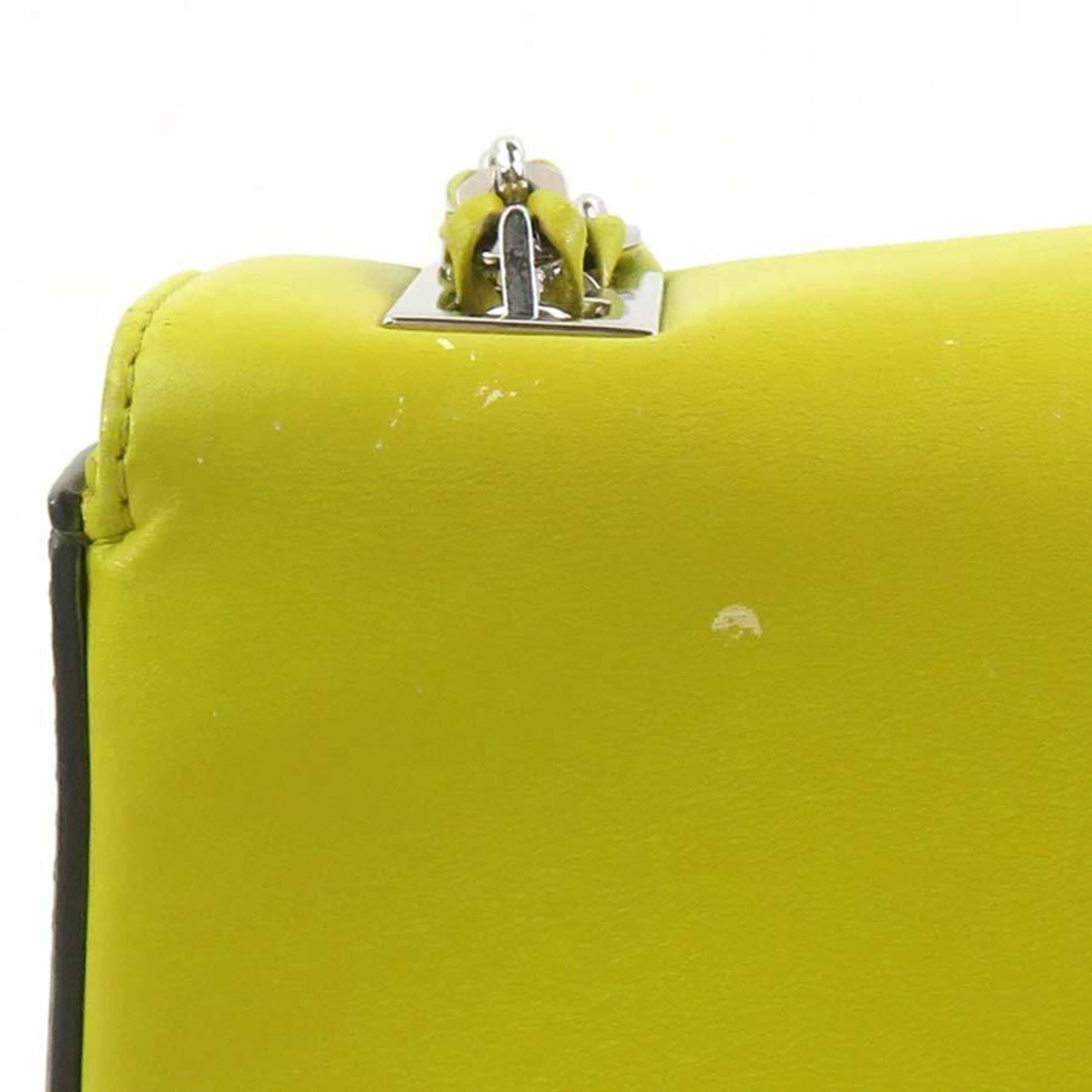 Fendi Gray Yellow Leather Shoulder Bag (Pre-Owned)