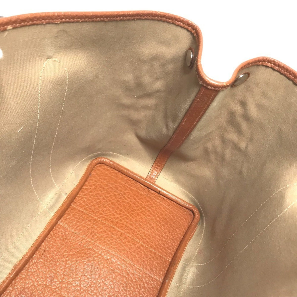 Hermes Orange Leather Canvas Shoulder Bag Tote Bag (Pre-Owned)