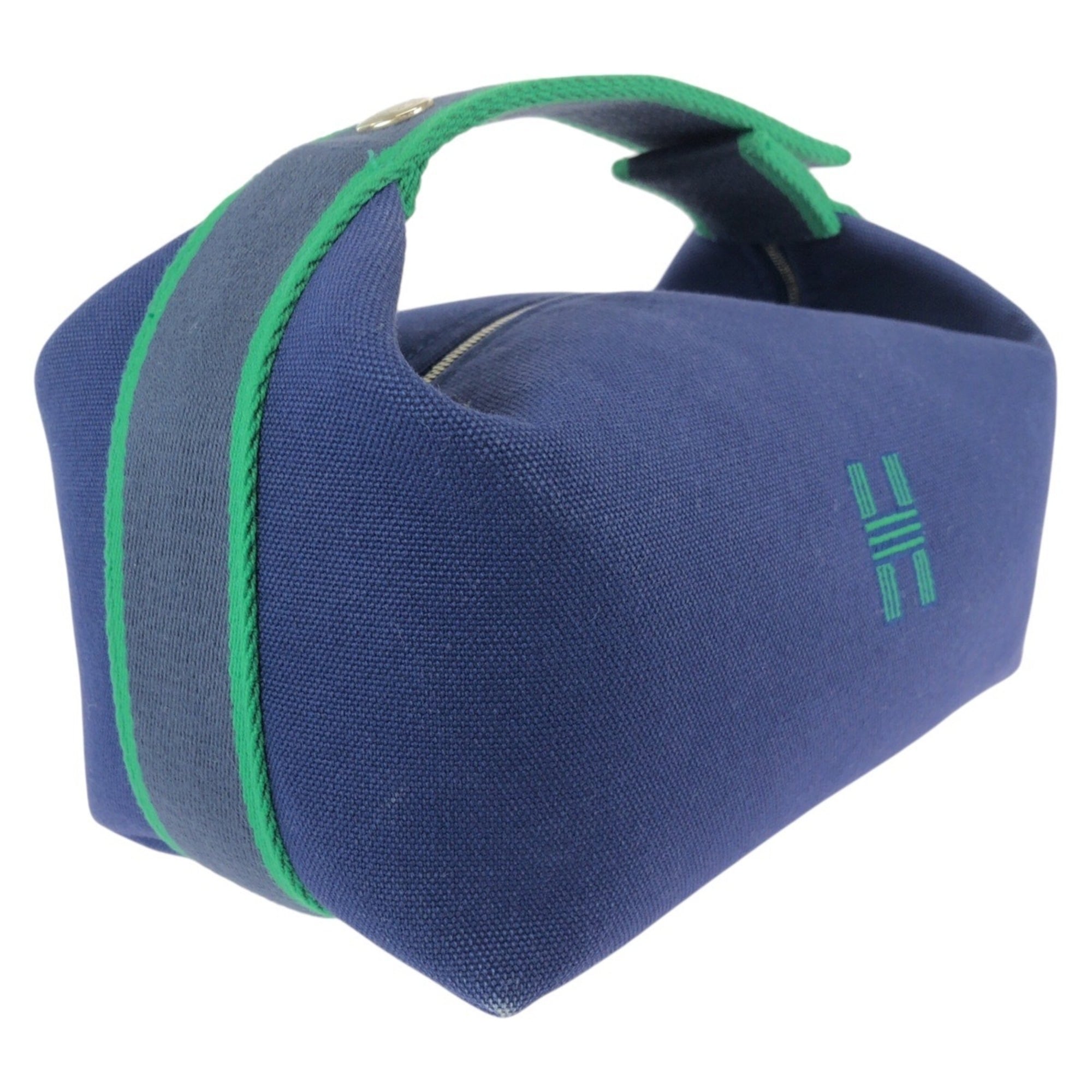 Hermes Blue Green Marine Blue Toile H Handbag Pouch (Pre-Owned)