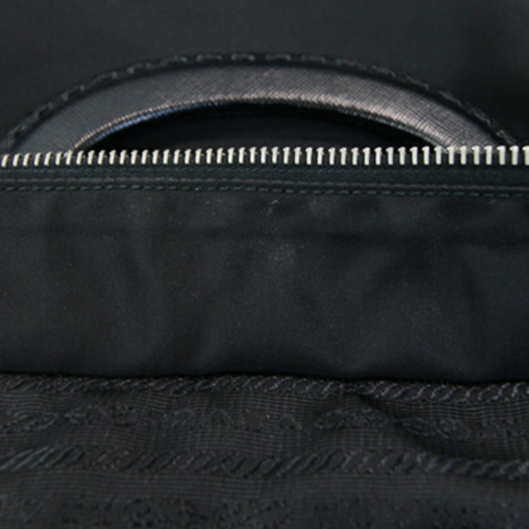 Prada Black Nero Nylon Leather Handbag Shoulder Bag (Pre-Owned)