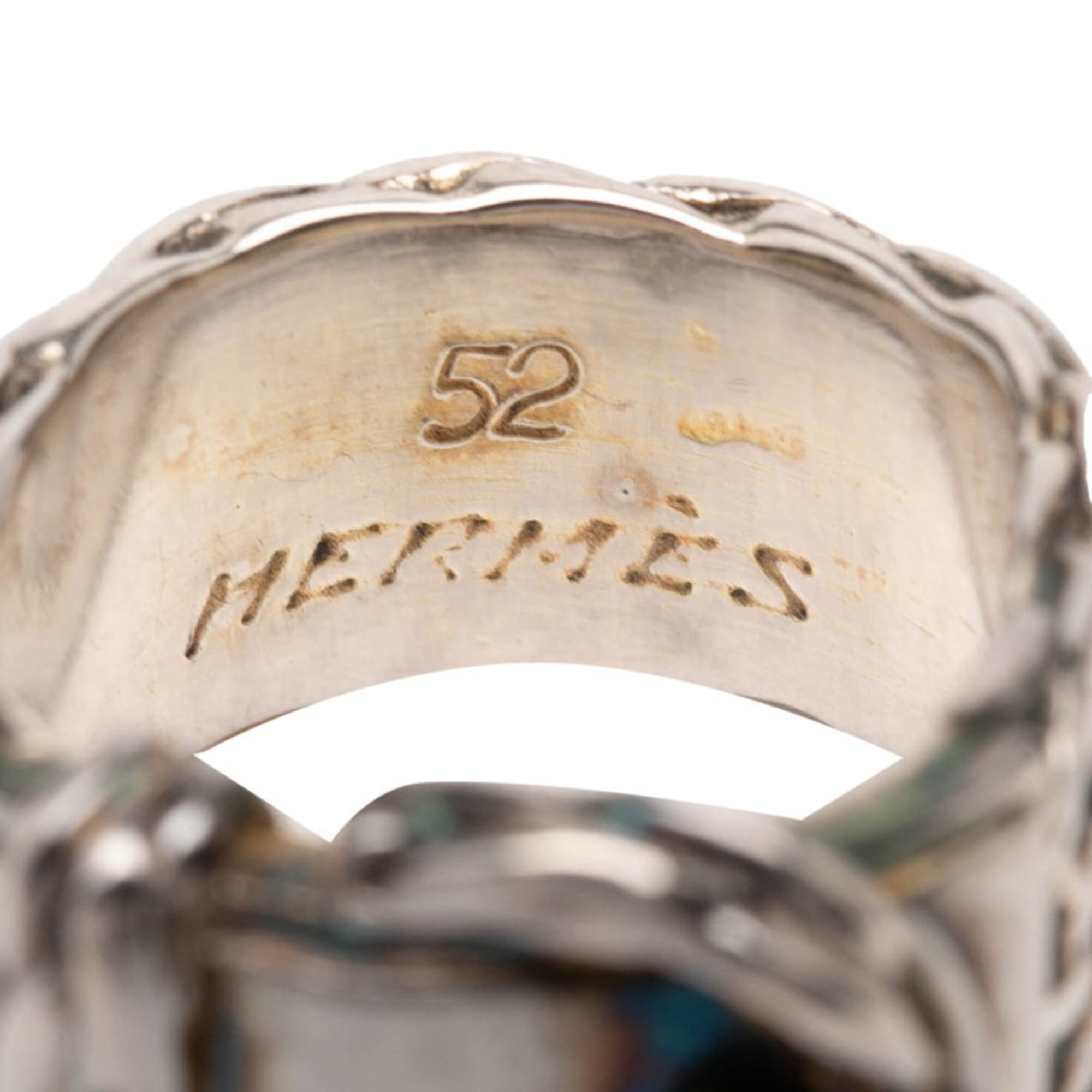 Hermes Silver Silver 925 Band Ring (Pre-Owned)
