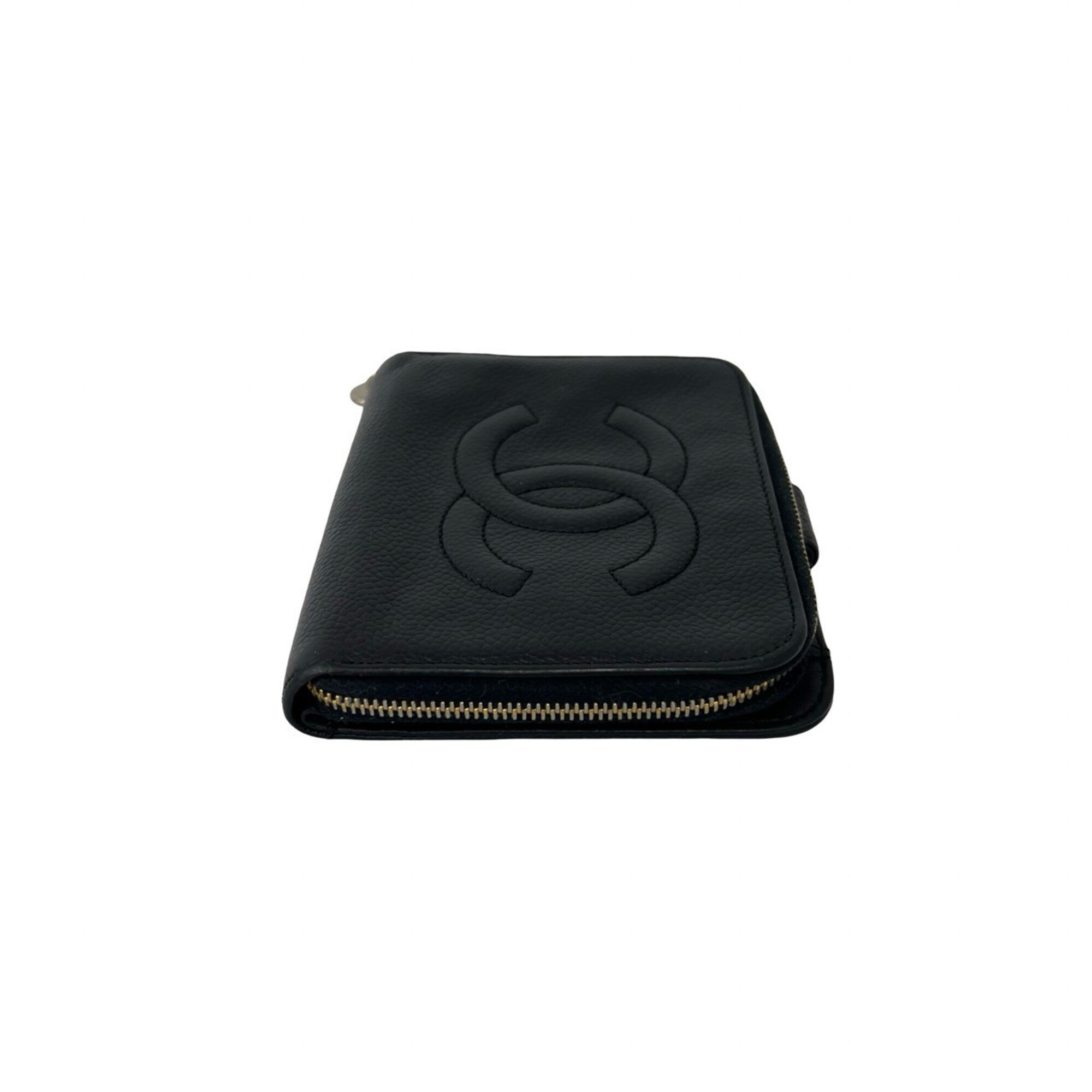 Chanel Black Grained Calfskin Wallet (Bi-Fold) (Pre-Owned)
