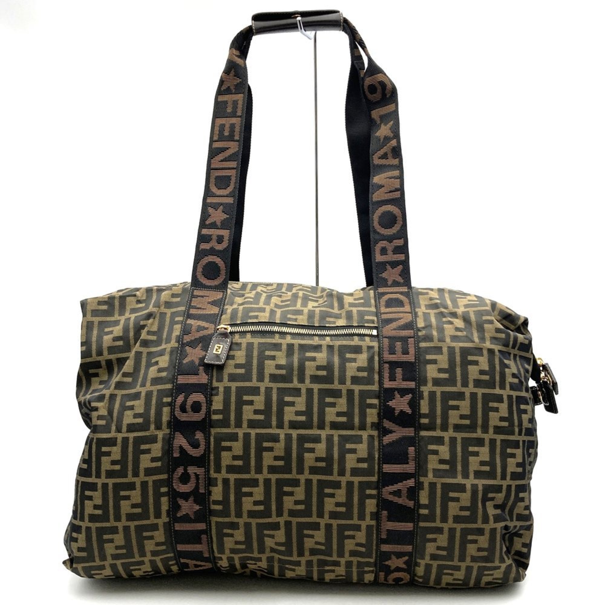 Fendi Zucca Brown Zucca Boston Bag (Pre-Owned)