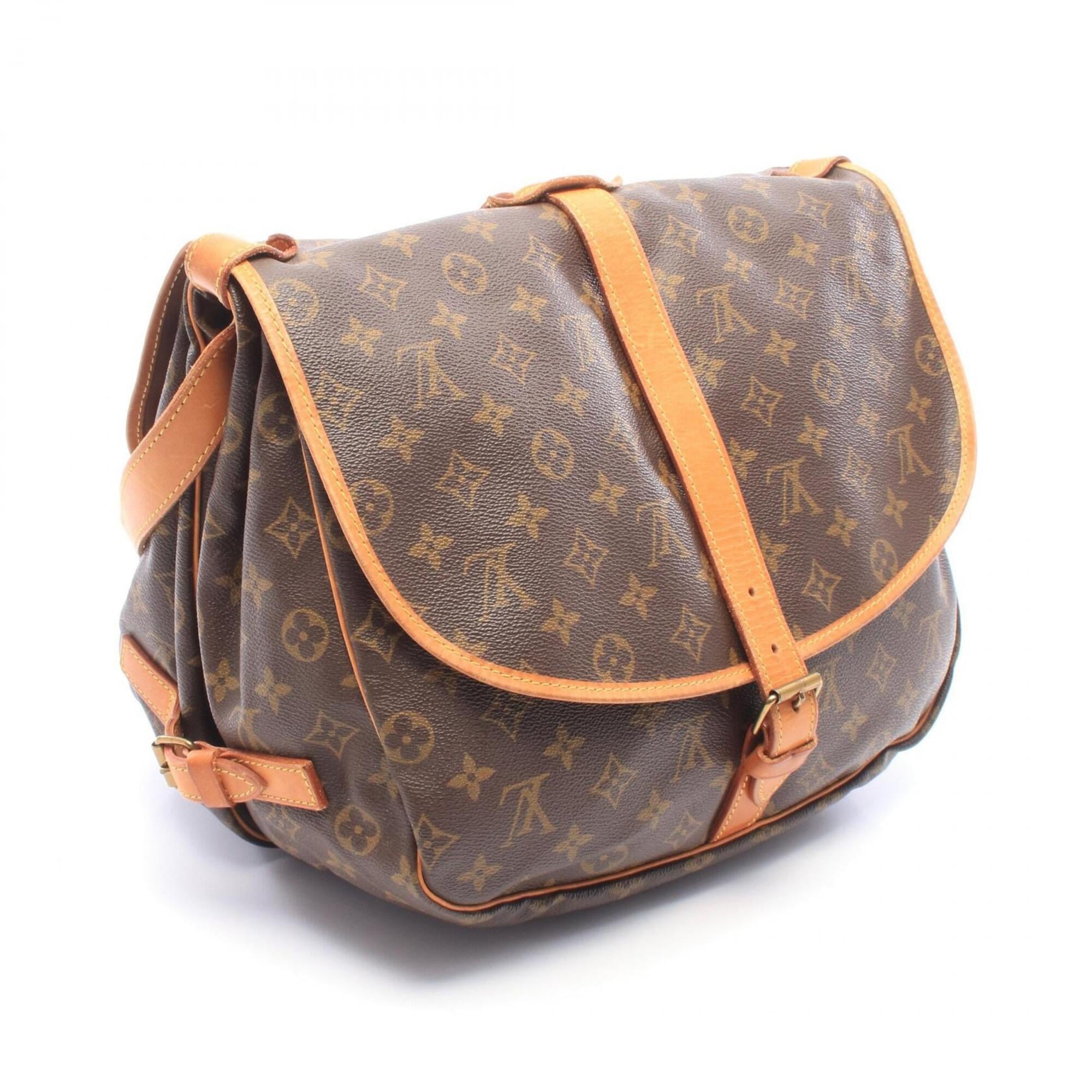 Louis Vuitton Brown Coated Canvas Leather Handbag Shoulder Bag (Pre-Owned)