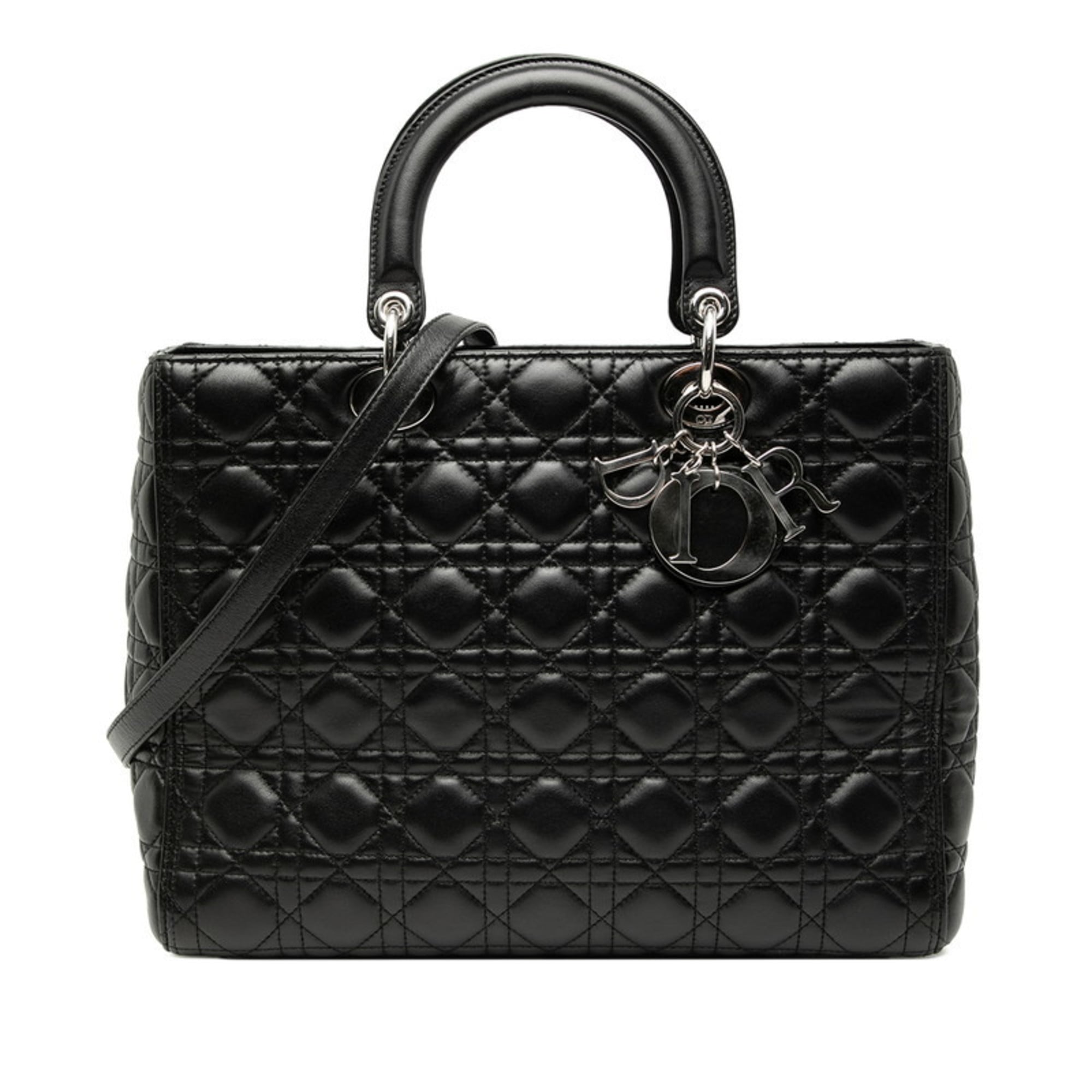 Christian Dior Black Leather Handbag Shoulder Bag (Pre-Owned)