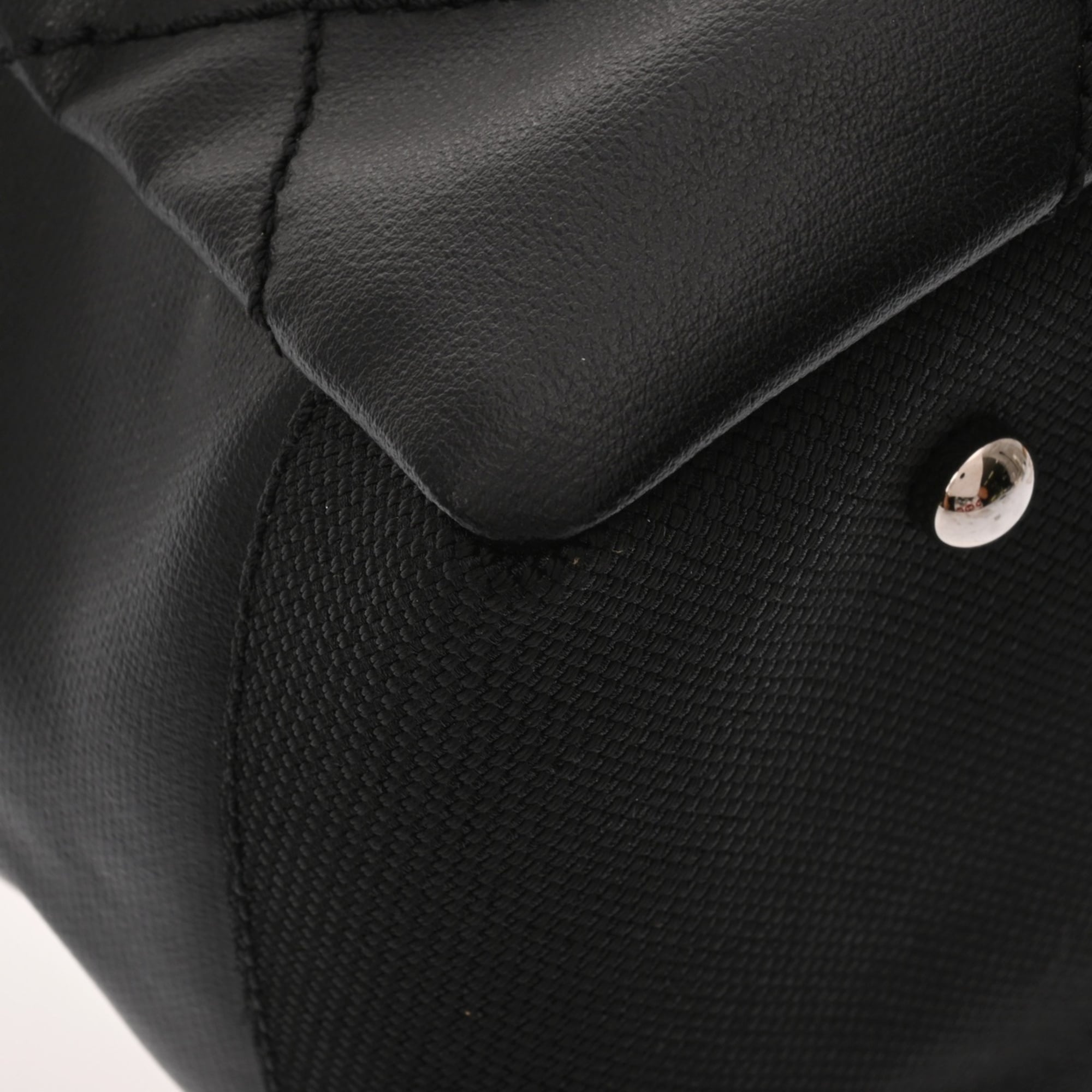 Chanel Paris Biarritz Black Canvas Leather Tote Bag (Pre-Owned)