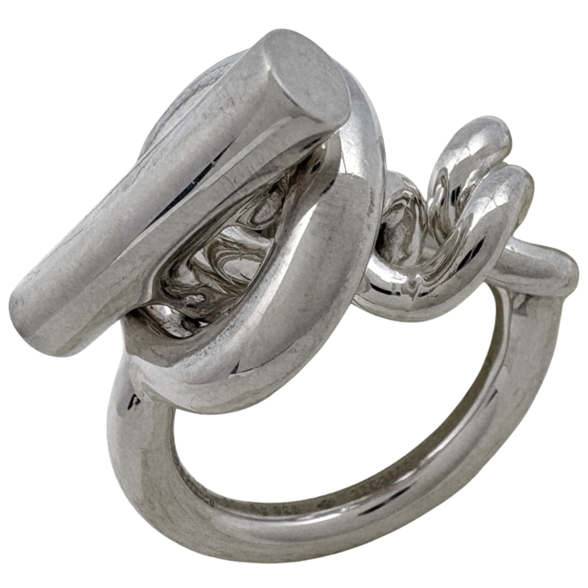 Hermes Silver Silver 925 Band Ring (Pre-Owned)