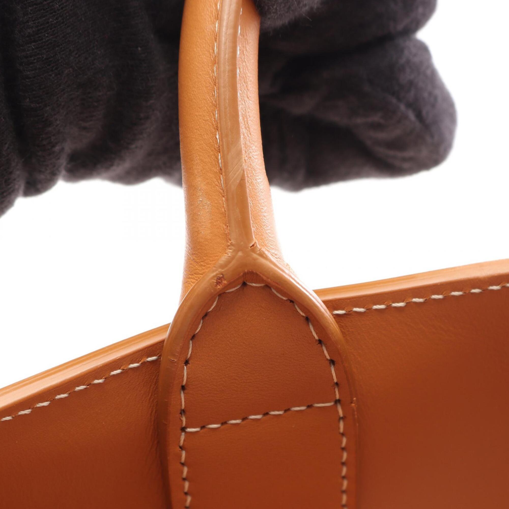 Celine Brown Ivory Canvas Leather Handbag Tote Bag (Pre-Owned)