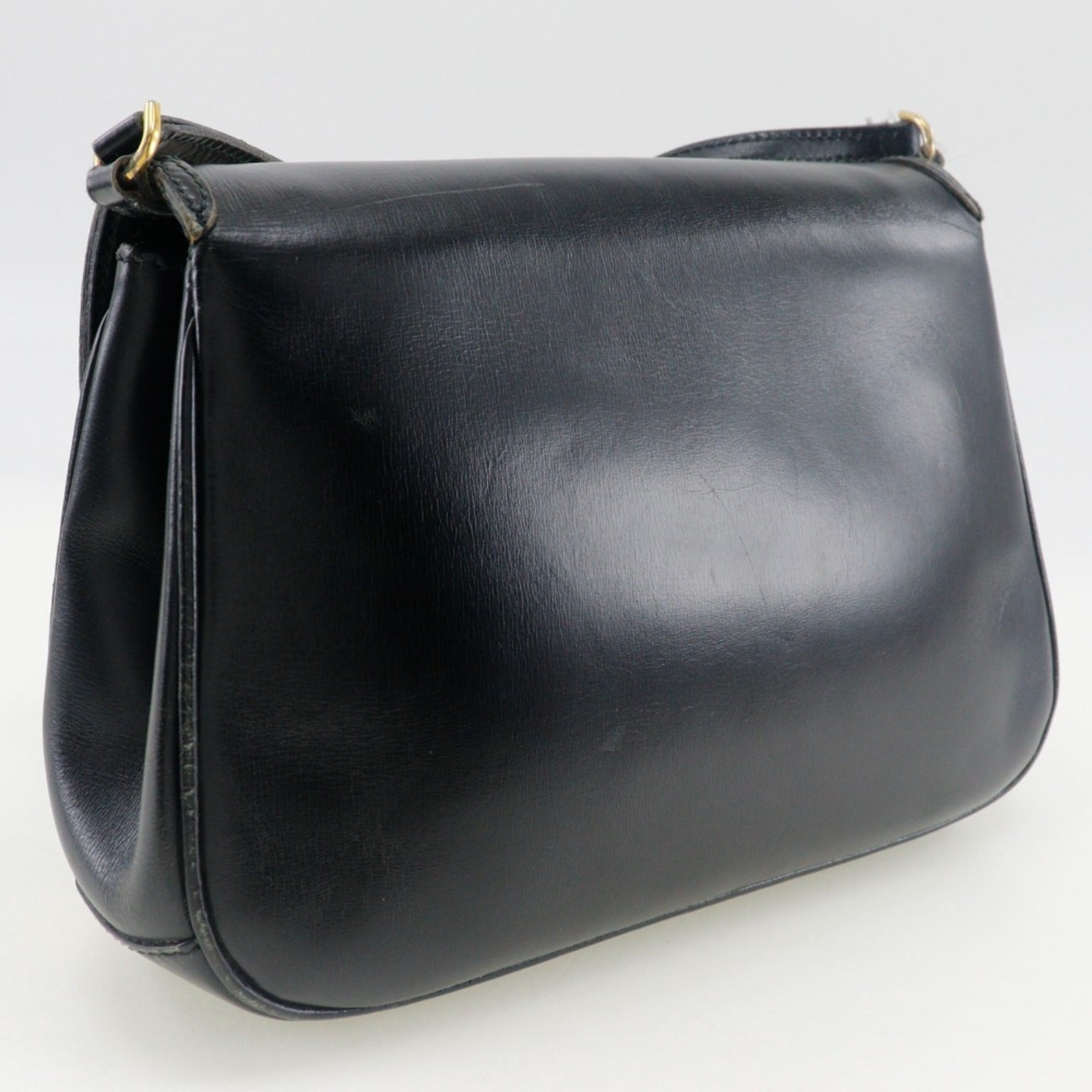 Gucci Sherry Line Black Leather Shoulder Bag (Pre-Owned)