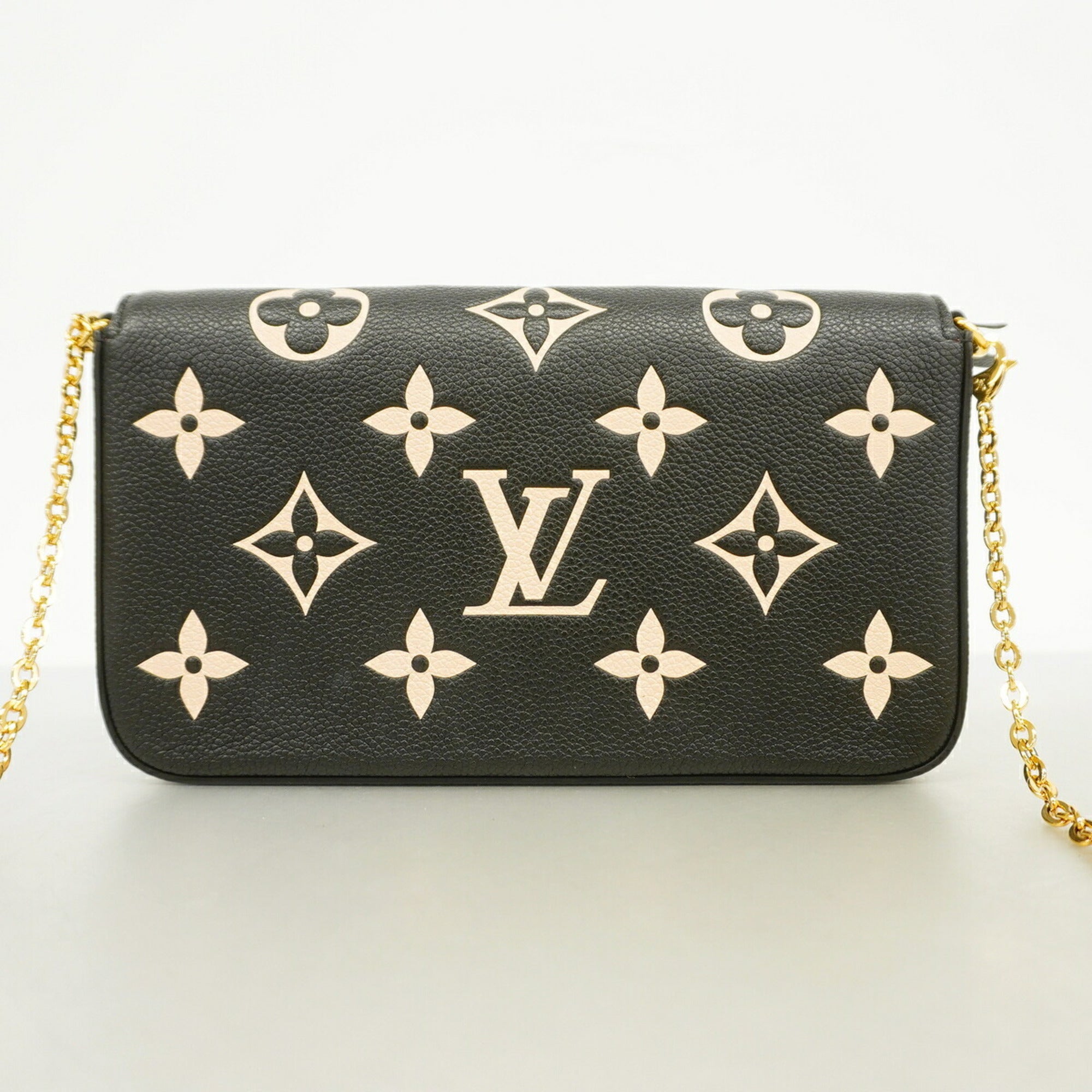 Louis Vuitton Beige Black Chain/Shoulder Wallet (Pre-Owned)