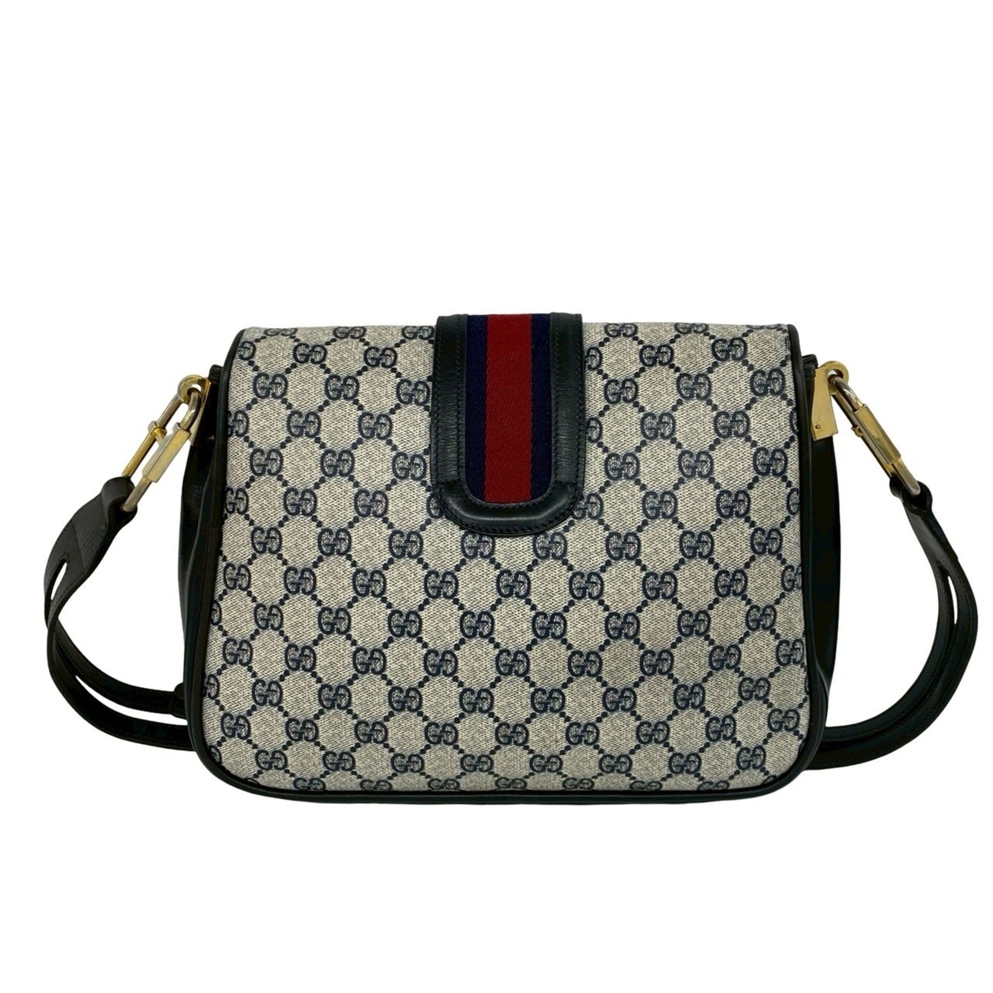 Gucci Navy Red Color Leather Pvc Pochette Shoulder Bag (Pre-Owned)