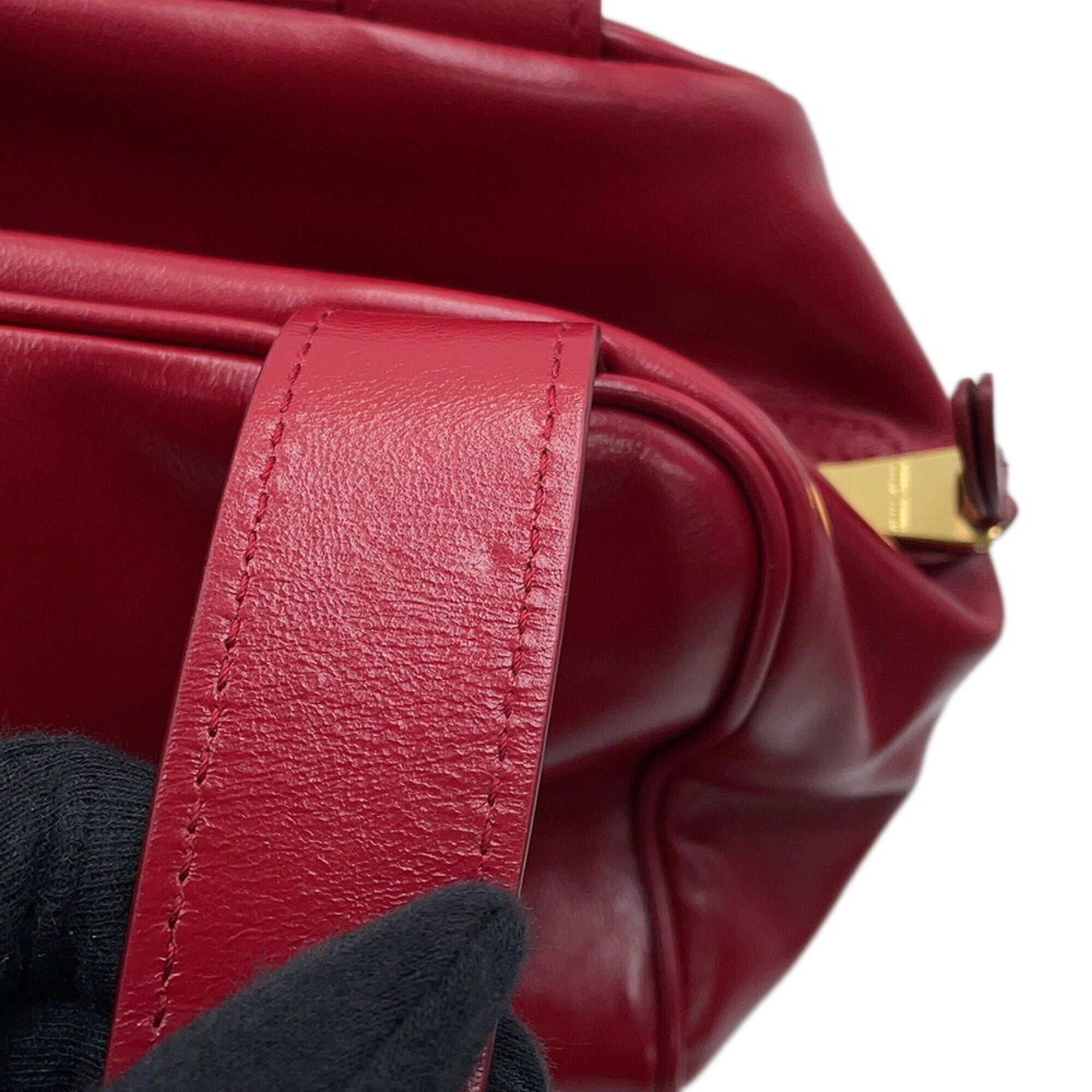Miu Miu Red Color Leather Handbag (Pre-Owned)
