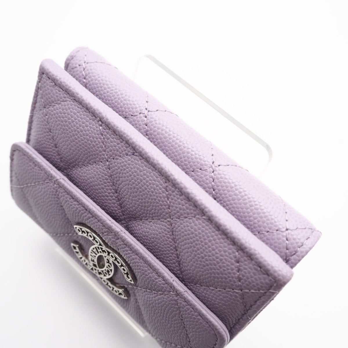 Christian Dior Purple White Leather Wallet (Tri-Fold) (Pre-Owned)
