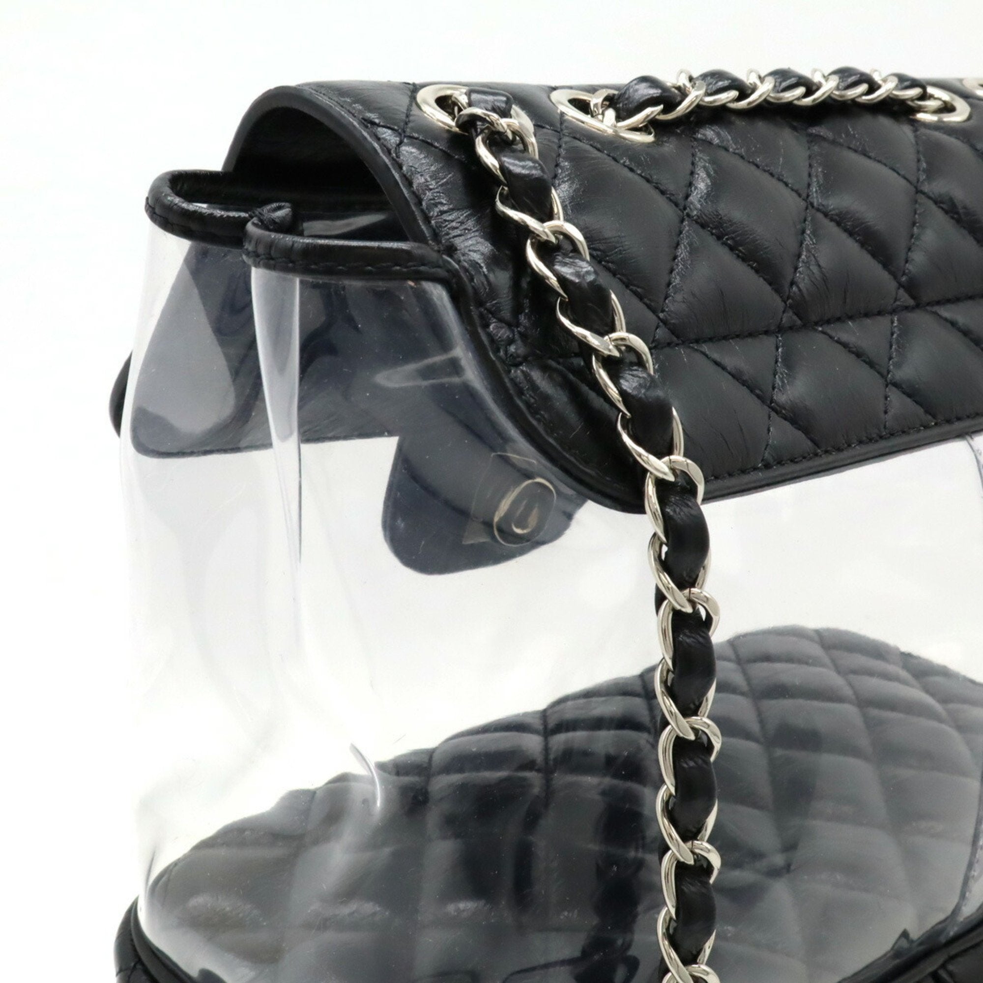 Chanel Black Vinyl Leather Shoulder Bag (Pre-Owned)