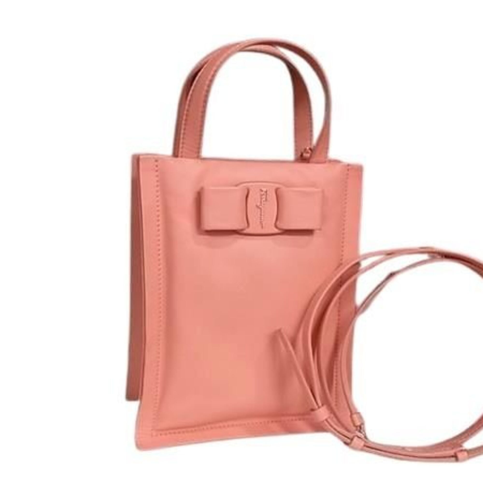 Salvatore Ferragamo Pink Leather Handbag Shoulder Bag (Pre-Owned)
