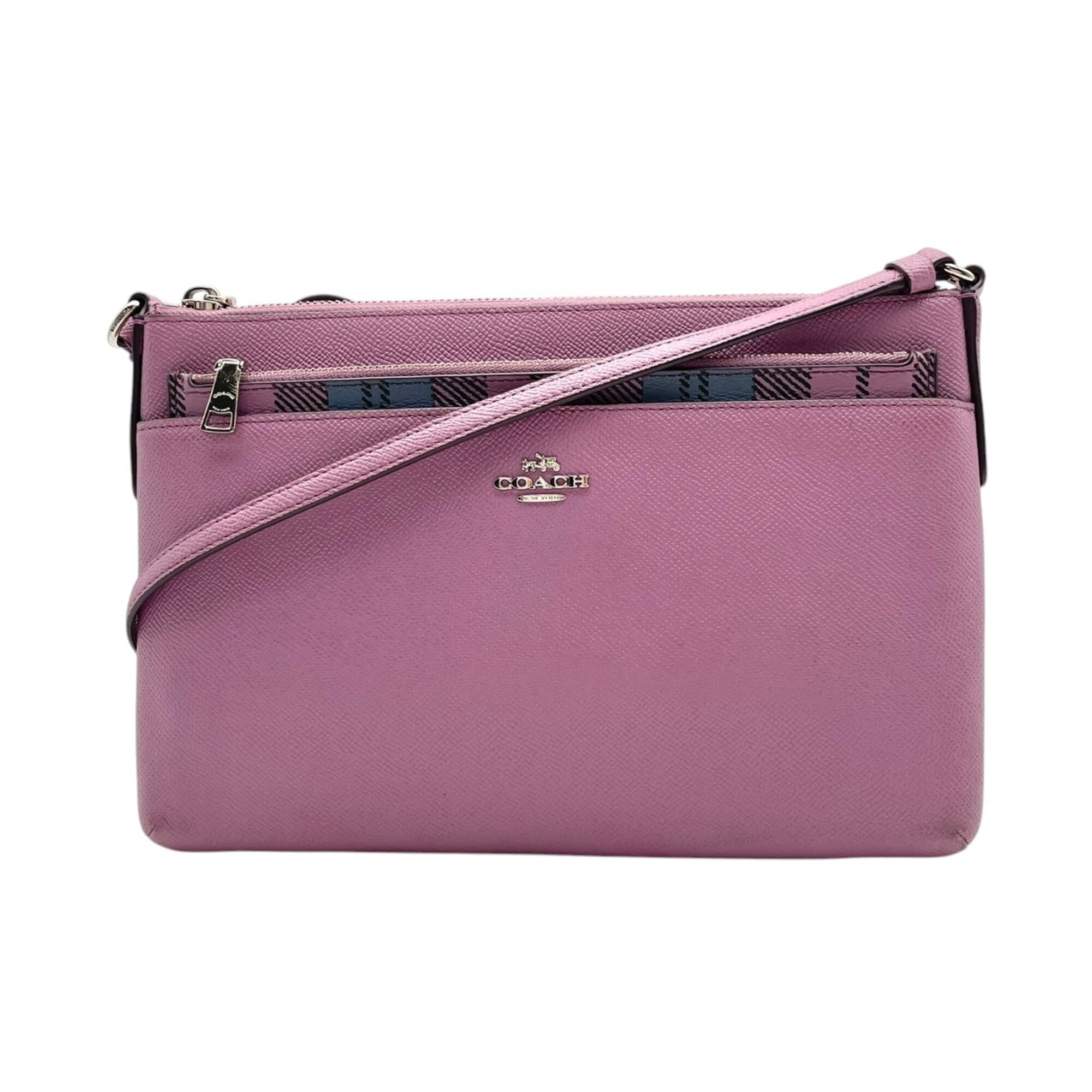 Coach Light Purple Leather Canvas Shoulder Bag (Pre-Owned)