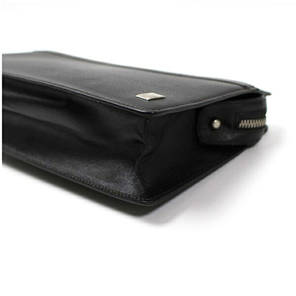 Dunhill Dark Brown Navy Leather Clutch Bag (Pre-Owned)