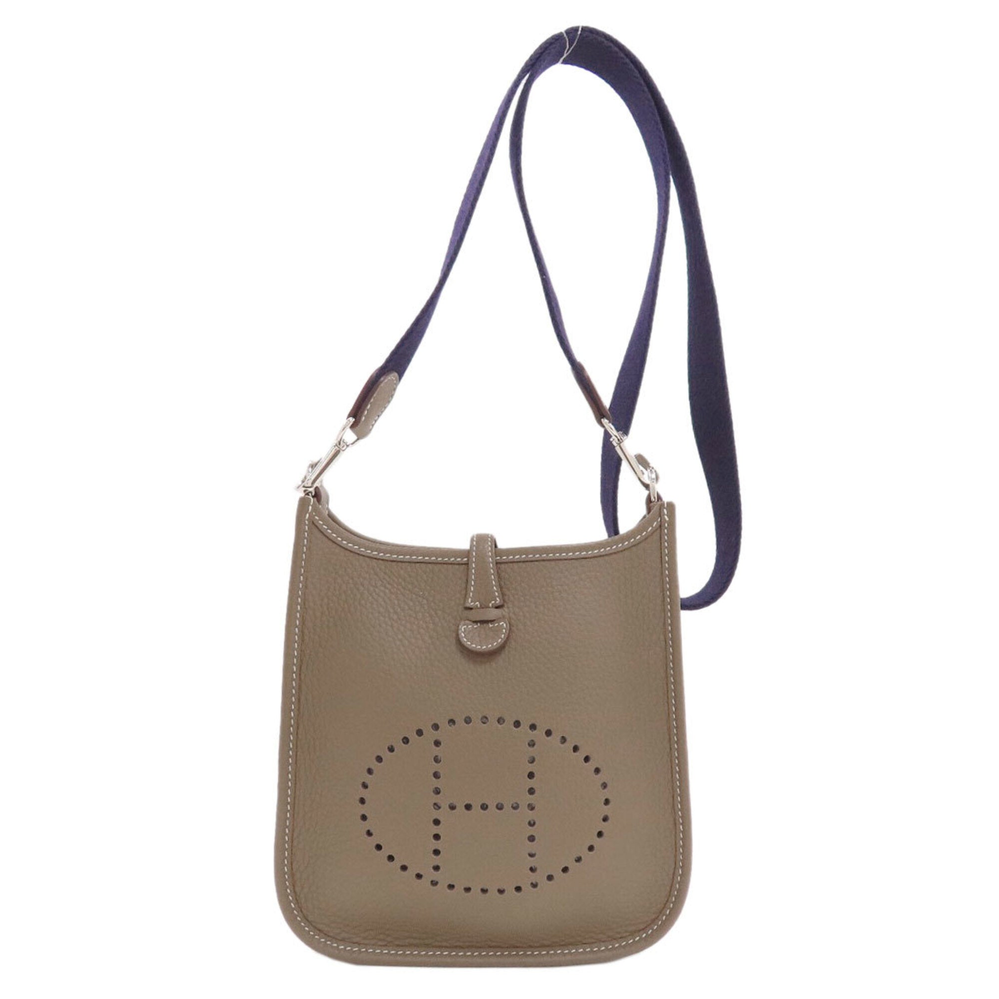 Hermes Etoupe Gray Leather Shoulder Bag (Pre-Owned)