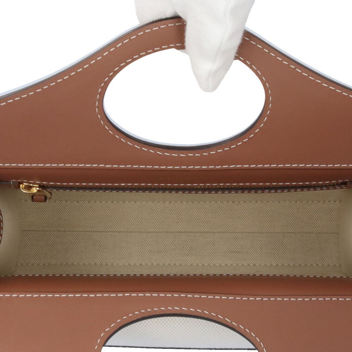 Burberry Brown White Leather Canvas Shoulder Bag (Pre-Owned)