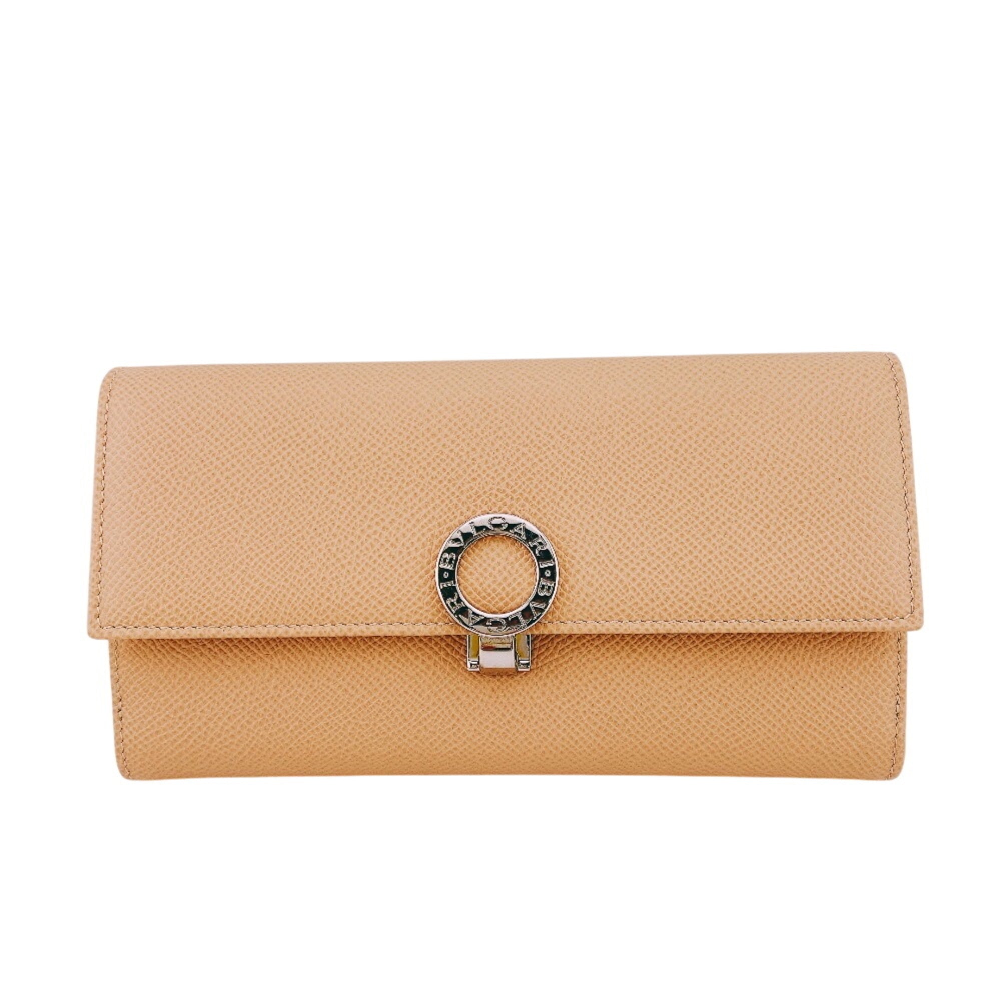 Bvlgari Beige Leather Long Wallet (Bi-Fold) (Pre-Owned)