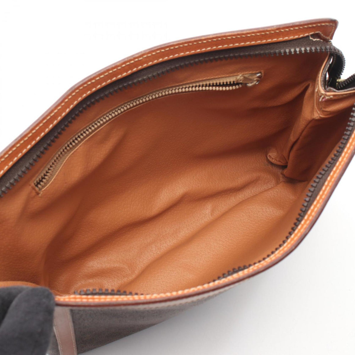 Celine Brown Coated Canvas Leather Clutch Bag Handbag (Pre-Owned)