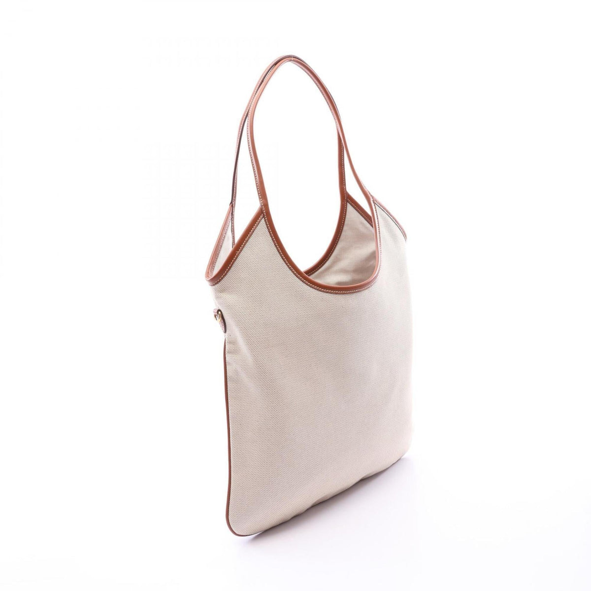 Miu Miu Brown Ivory Canvas Leather Handbag Tote Bag (Pre-Owned)