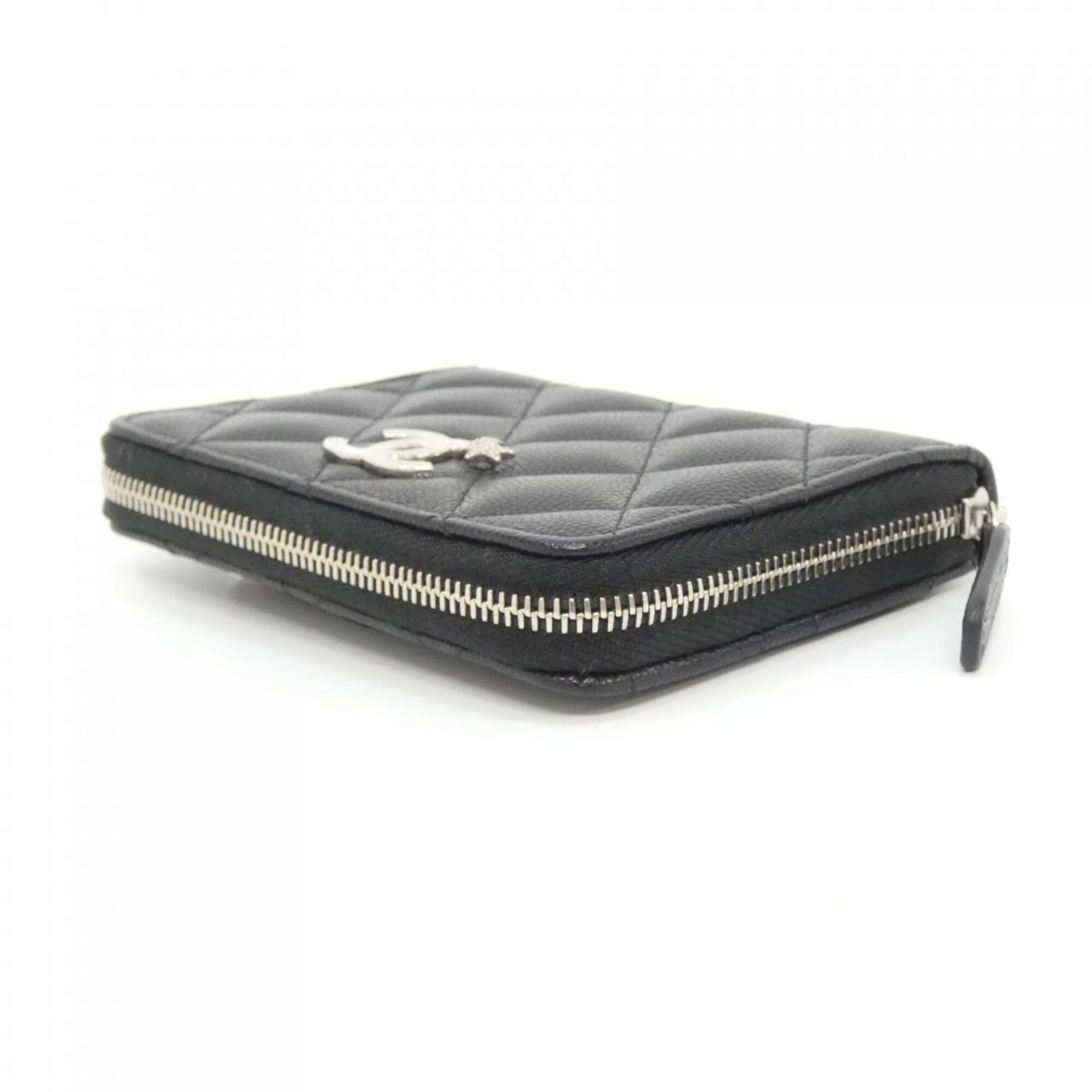 Chanel Black Grained Calfskin Wallet (Bi-Fold) (Pre-Owned)