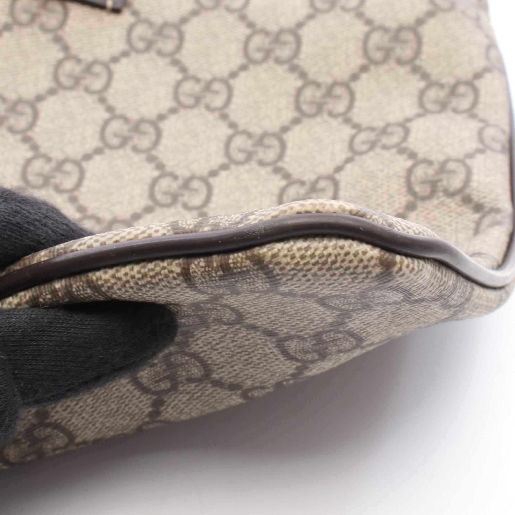 Gucci Beige Brown Canvas Leather Handbag Shoulder Bag (Pre-Owned)