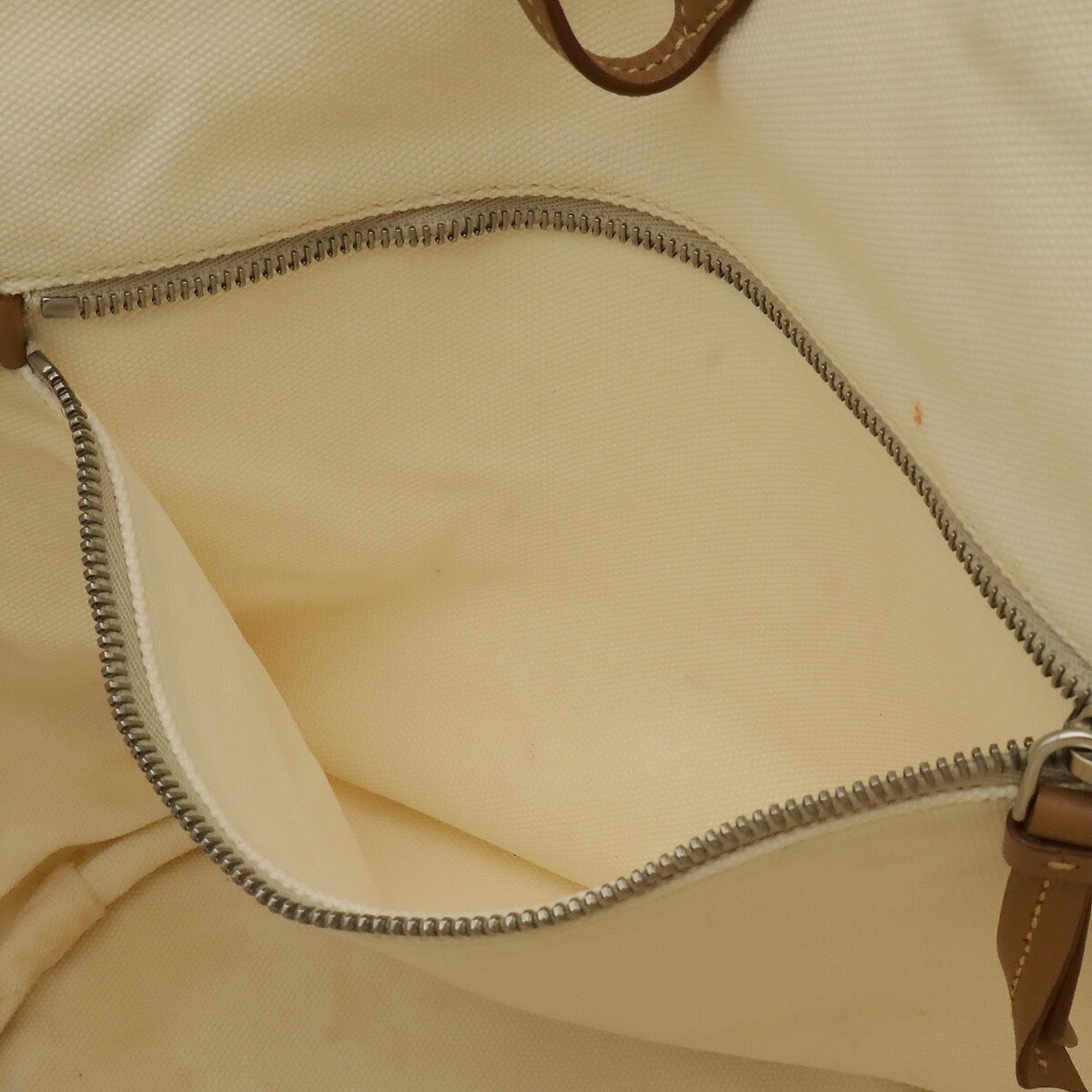 Prada Ivory White Yellow Canapa Handbag Pouch Shoulder Bag Tote Bag (Pre-Owned)