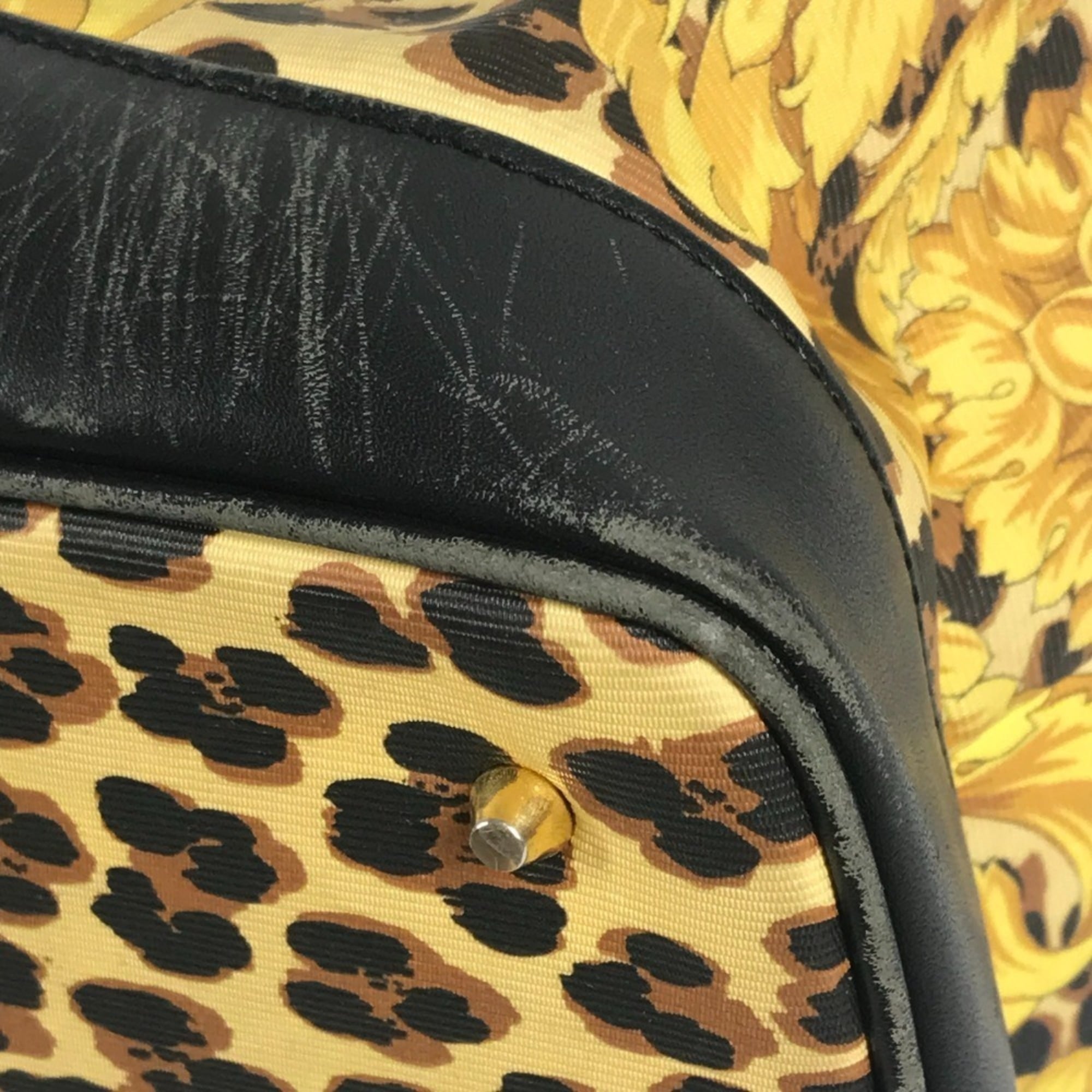 Versace Black Yellow Pvc Leather Handbag Pouch Vanity Bag (Pre-Owned)
